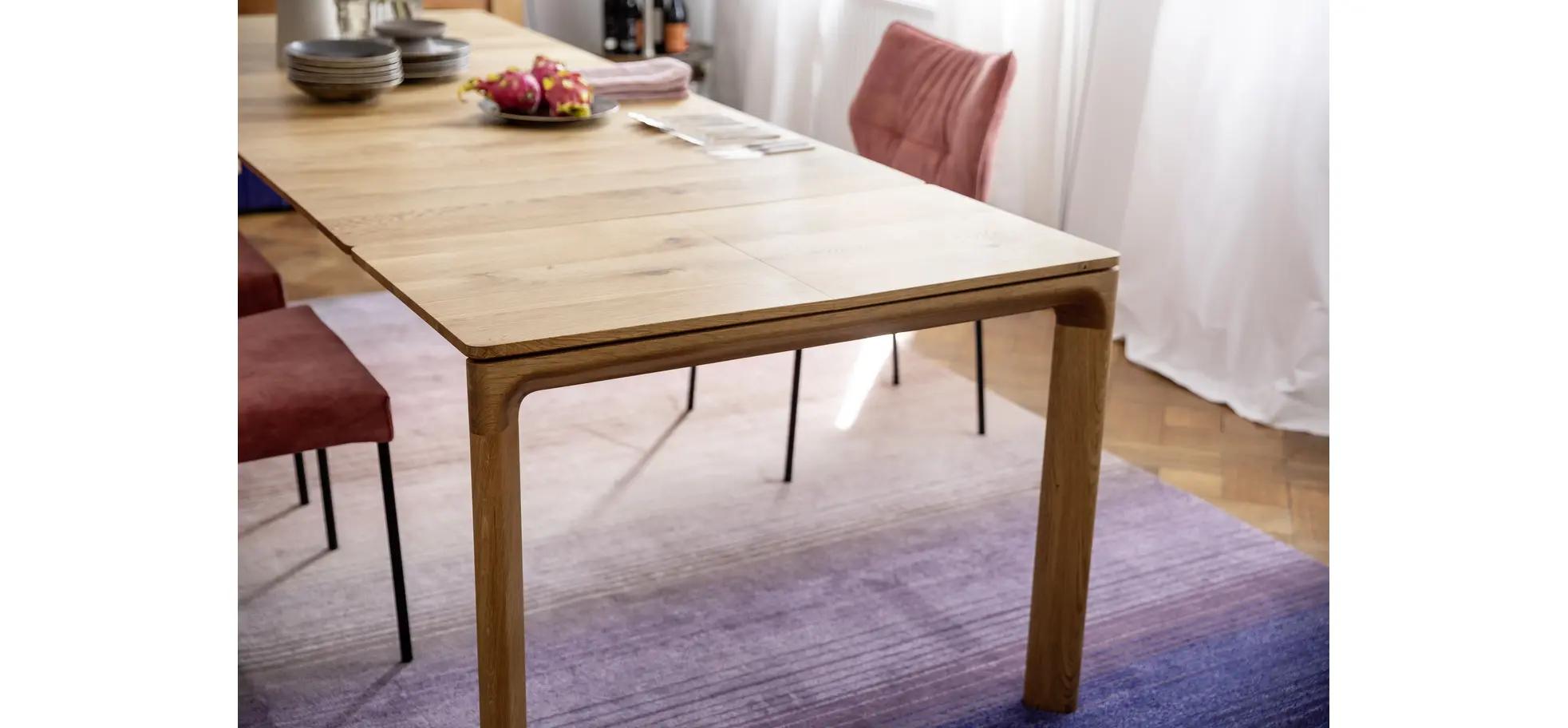 Esstisch 3400 - ausziehbar, LB ca. 220x100cm, Asteiche massiv