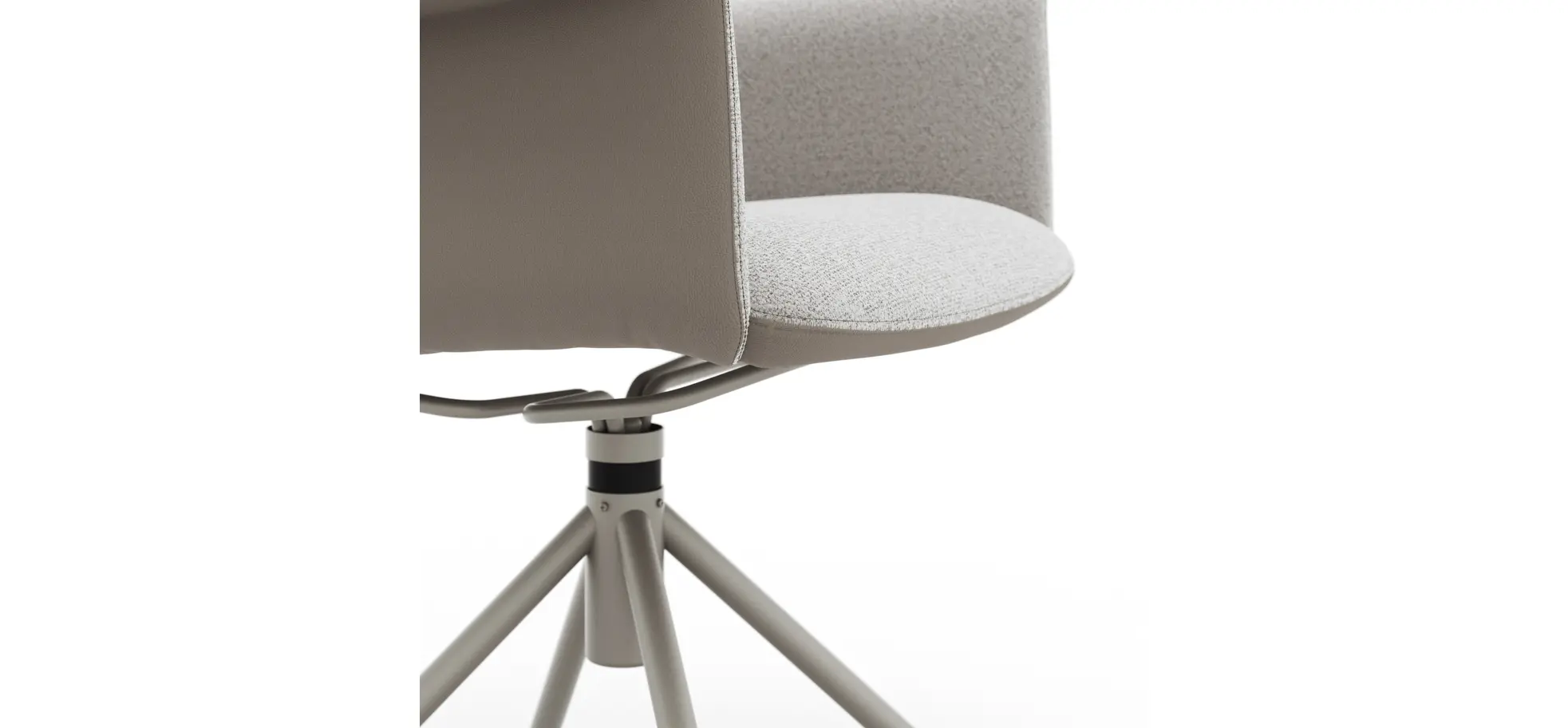 Armlehnstuhl Sedana - drehbar, Leder & Stoff, Grau