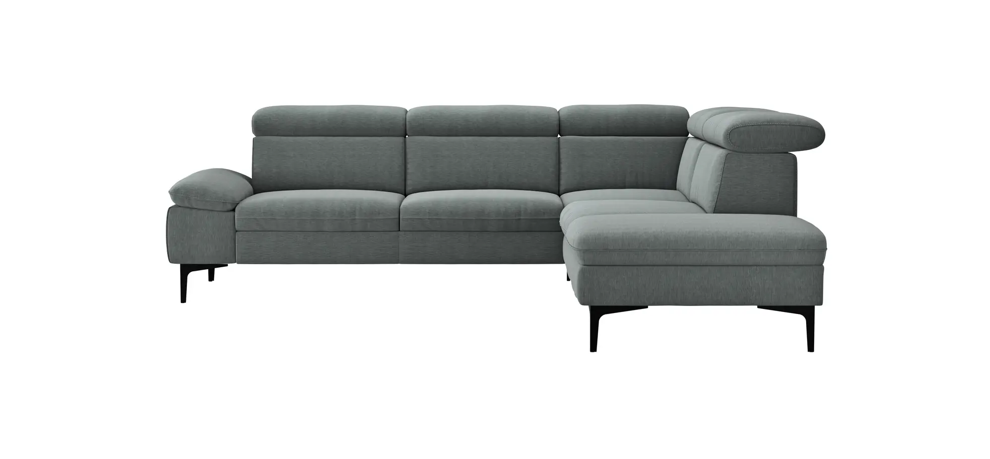 Ecksofa Felipa - 2,5-Sitzer mit Ecke rechts inkl. Kopfteil verstellbar, Stoff, Grau 105051