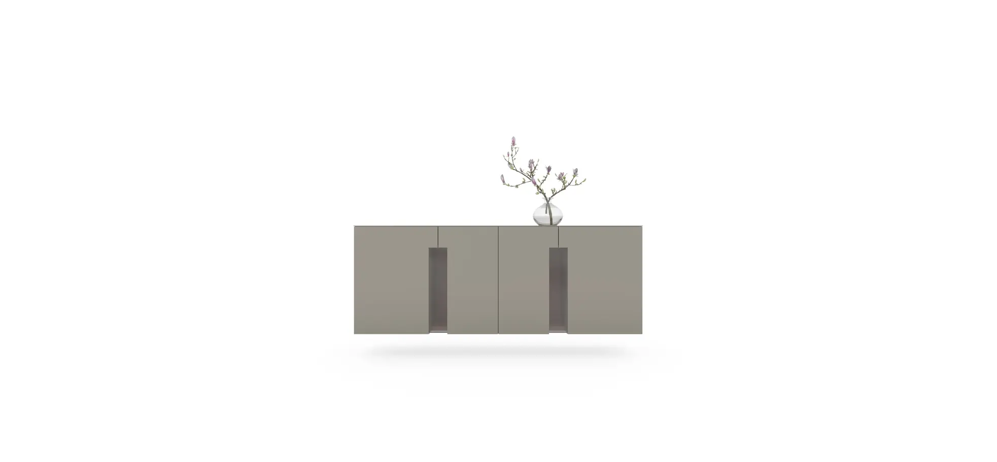 Sideboard 3900 -  Hängend inklusive Beleuchtung, Lack matt, Hellgrau