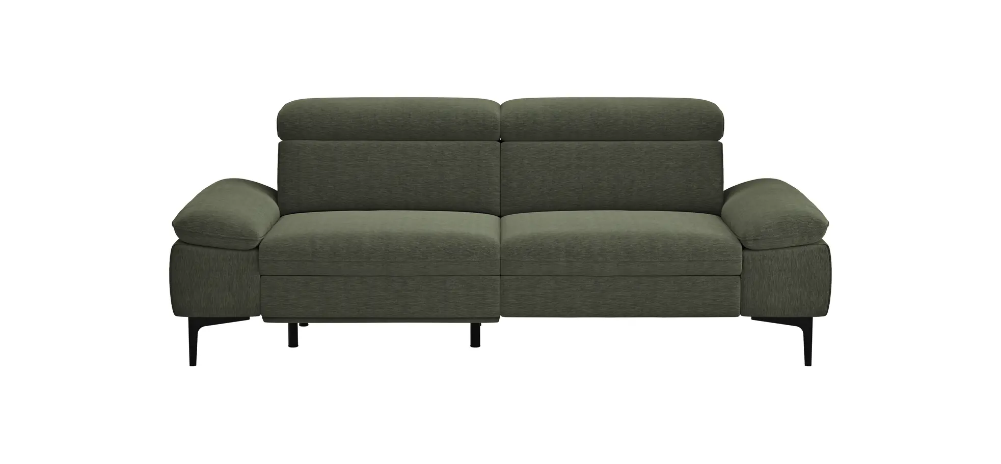 Sofa Felipa - 3-Sitzer inkl. Relaxfunktion (motorisch) und Kopfteil verstellbar, Stoff, Dunkelgrün 105107