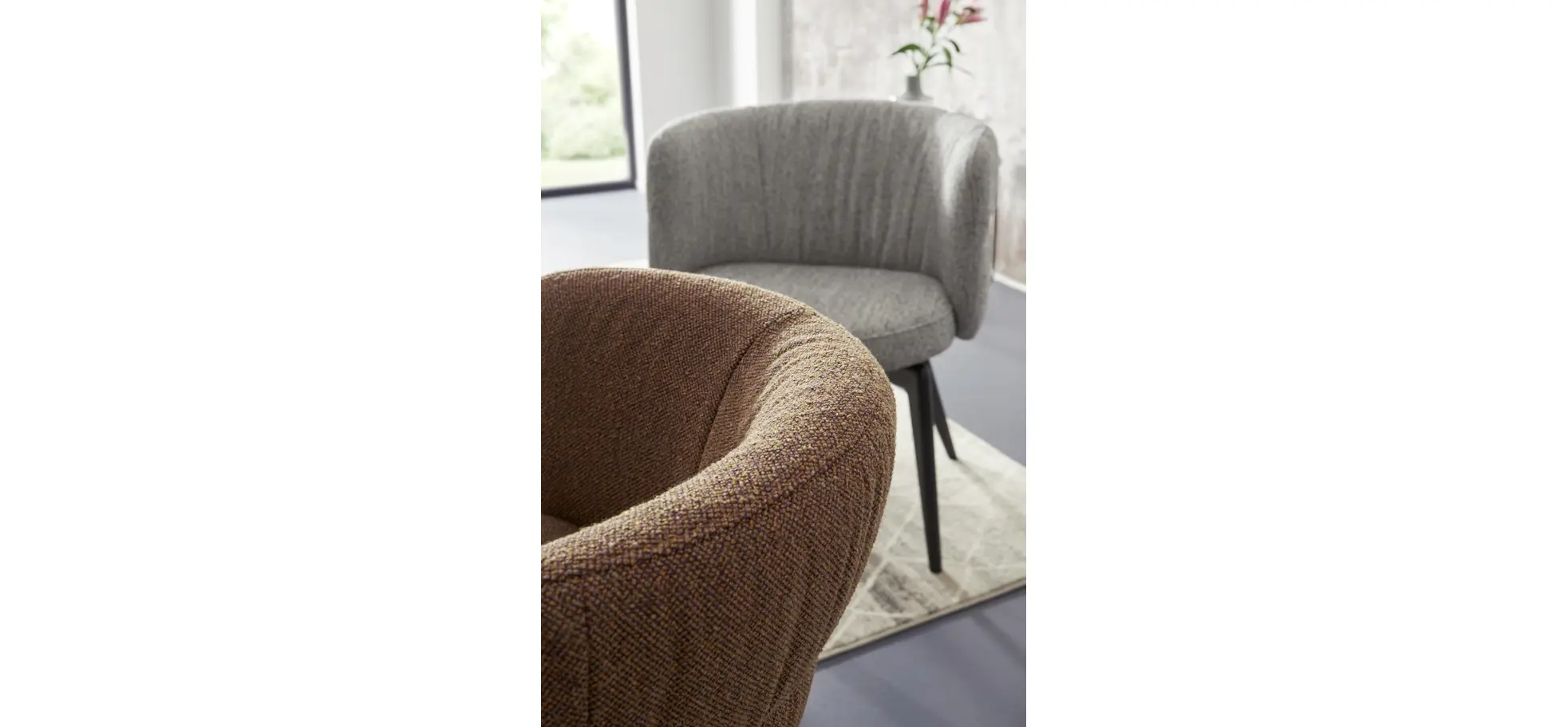 Armlehnstuhl Milana - Stoff, Cognac