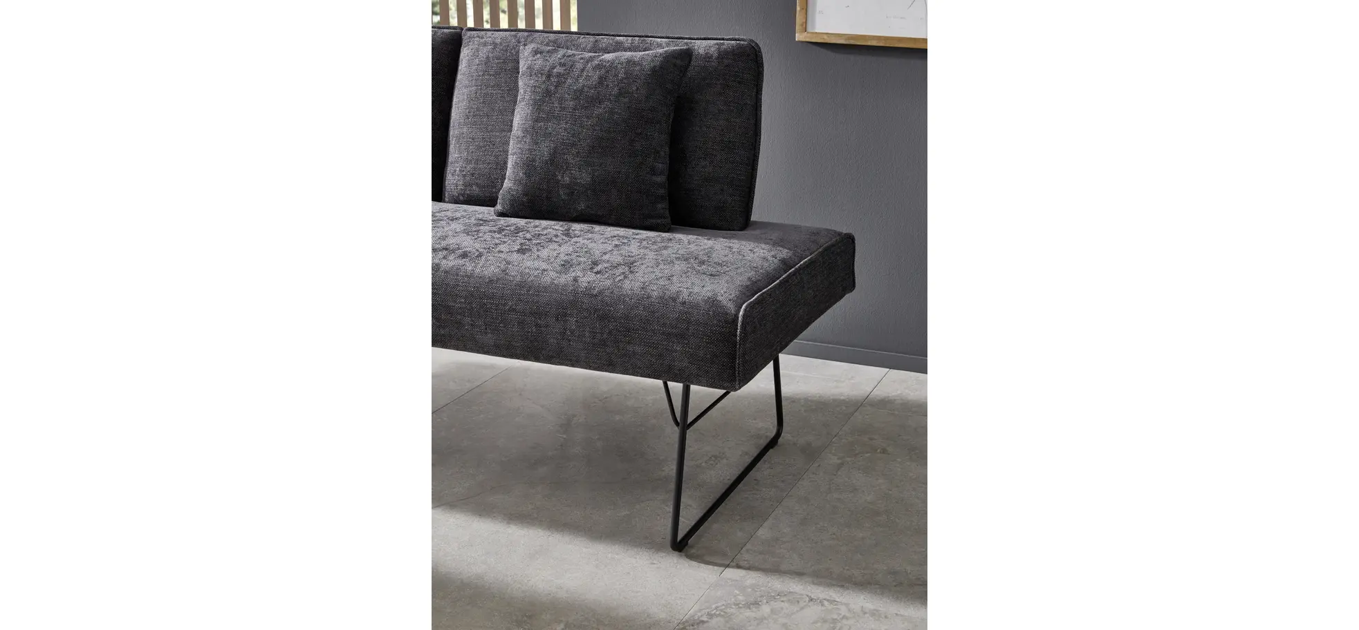Polsterbank Elda - Breite ca. 184 cm, Stoff, Anthrazit