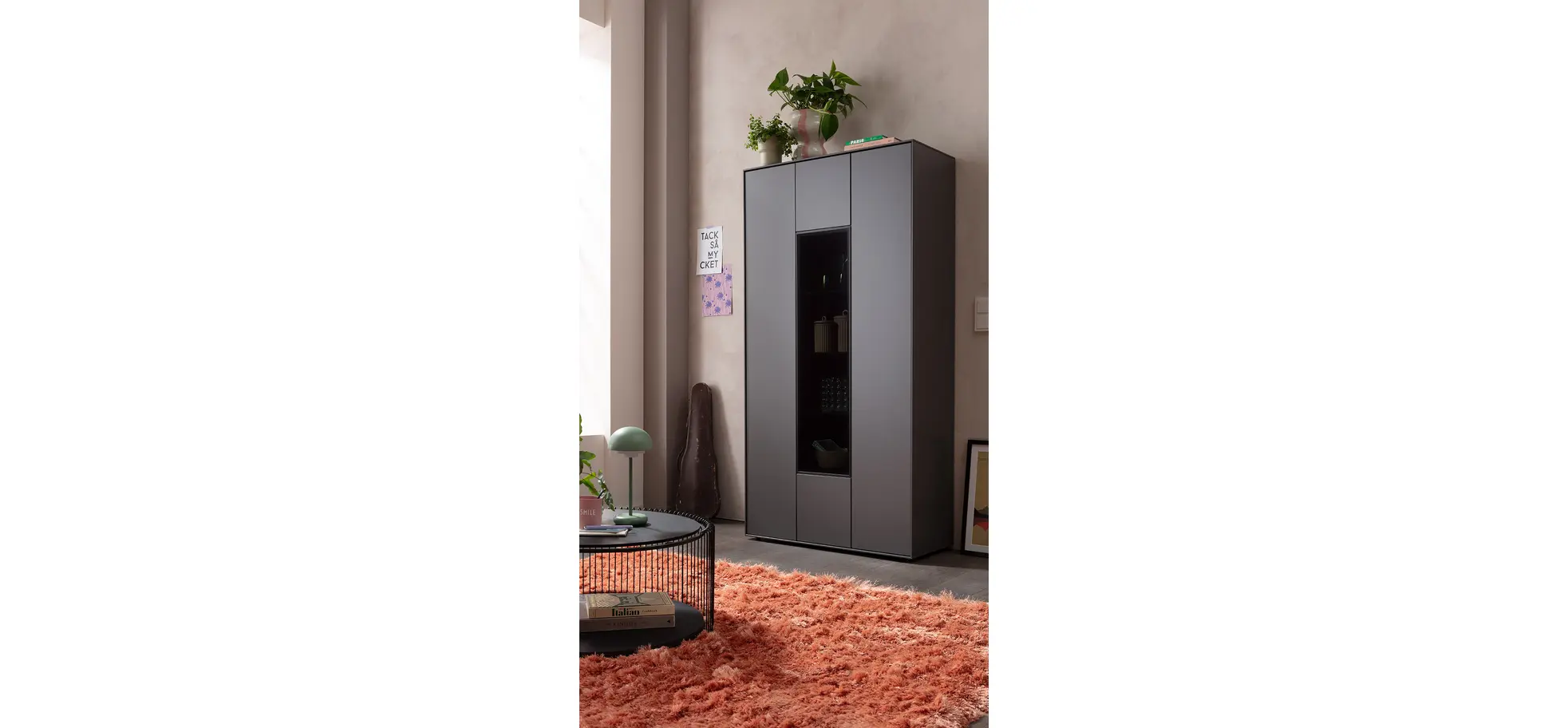 Vitrine Medio - Melamin, Schiefergrau