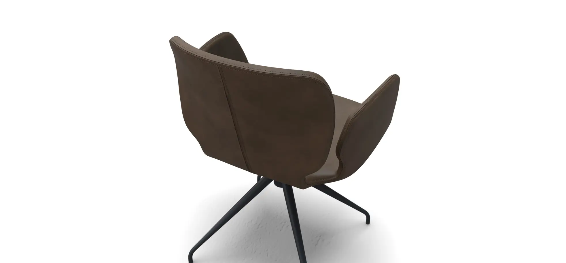 Armlehnstuhl Saltino - drehbar, Leder, Dunkelbraun