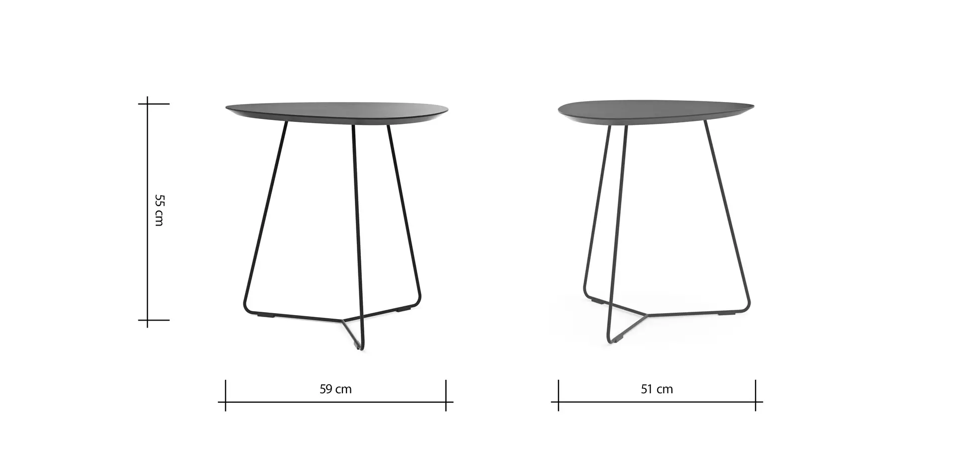 Ecktisch Fano - LBH ca. 59x50x55 cm, Fenix, Aubergine