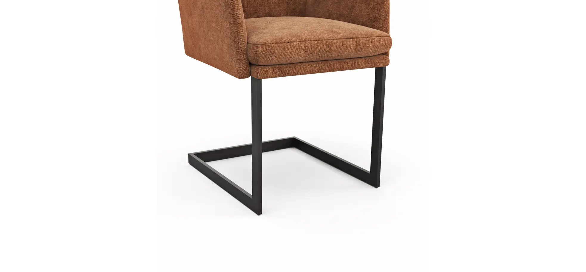 Freischwinger Valloni - Armlehne, Stoff, Rostfarben