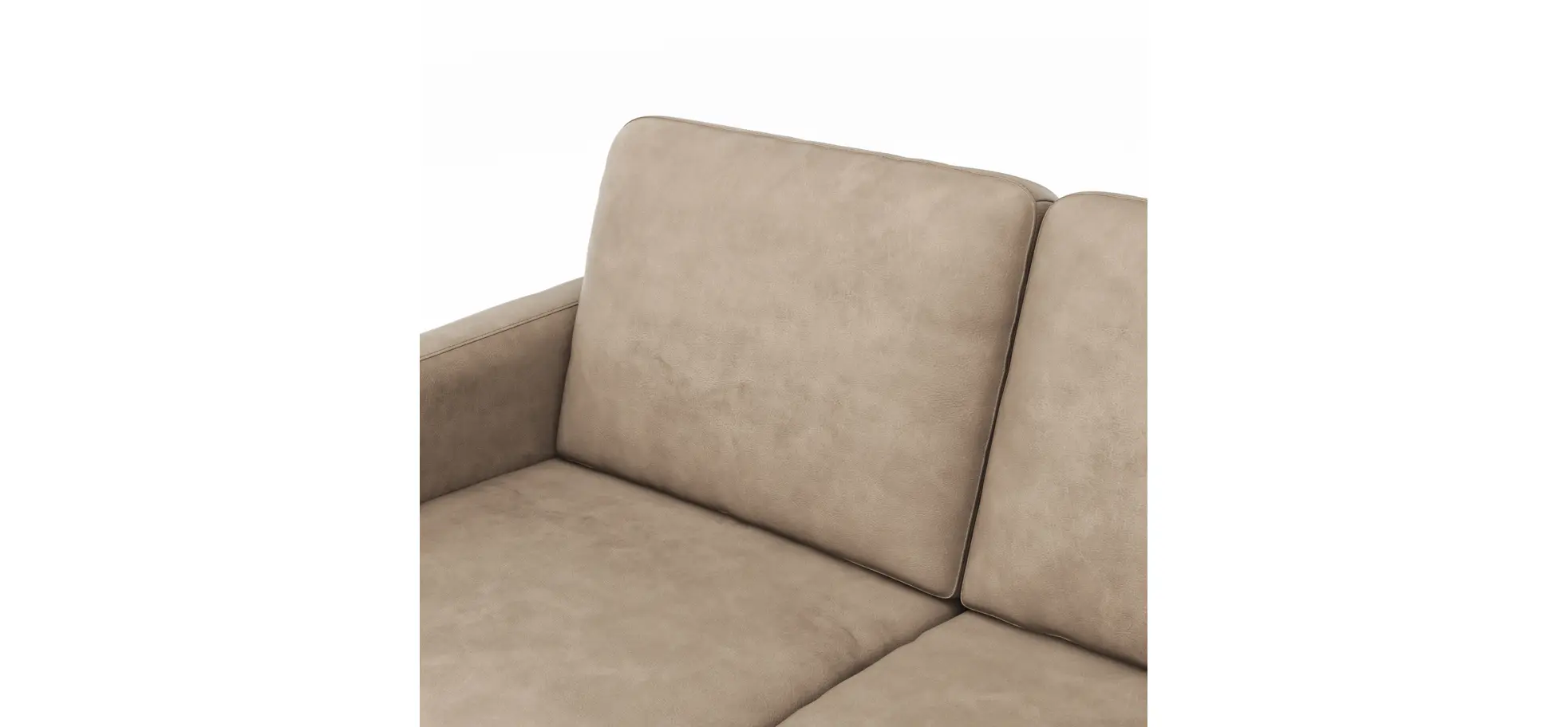 Sofa Enna - 2,5-Sitzer, Armlehne A, Leder, Taupe, Kufe, Schwarz