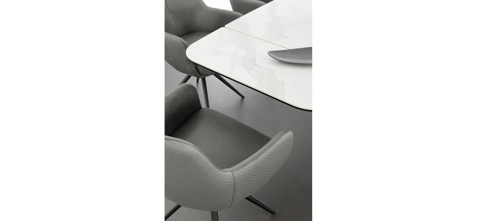 Esstisch Savona - LB ca. 200x100 cm, ausziehbar, Keramik, Weiß, Bootsform