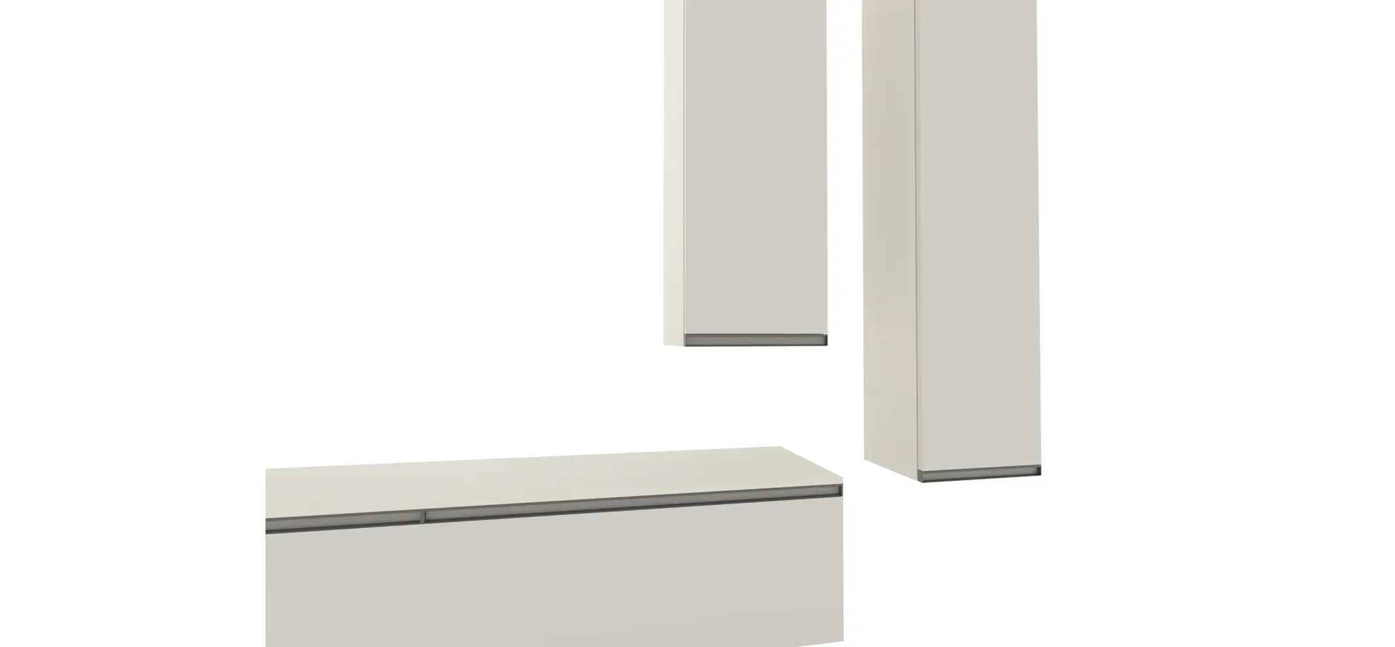 Wohnwand Venzone - B ca. 320 cm, Lack, Hellgrau