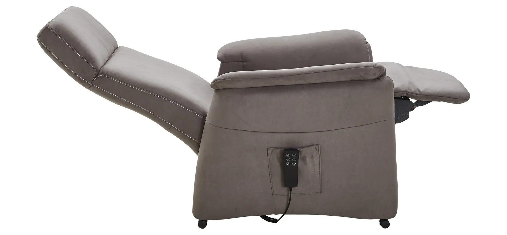 Relaxsessel Arima - Relaxfunktion (motorisch), Kopfteil verstellbar, Stoff, Dunkelbraun