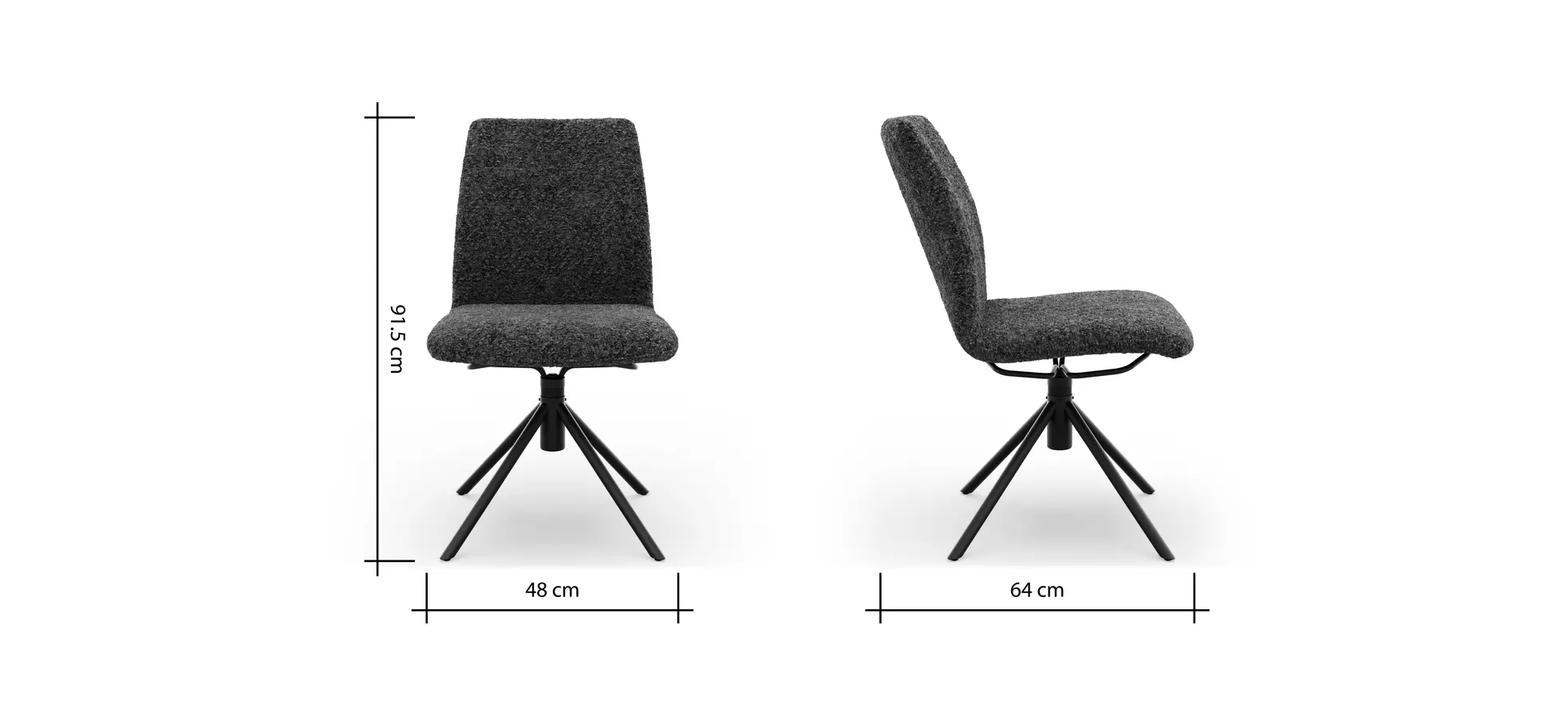 Stuhl Sedana - drehbar, Stoff, Dunkelgrau