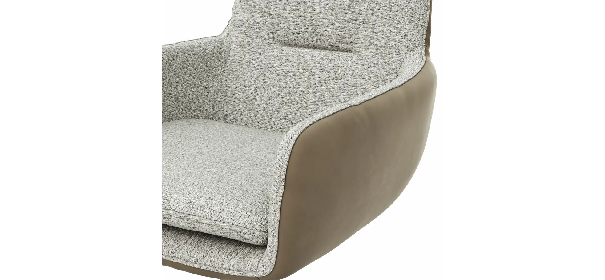 Armlehnstuhl Macano - drehbar, Stoff & Leder, Hellgrau, Steingrau