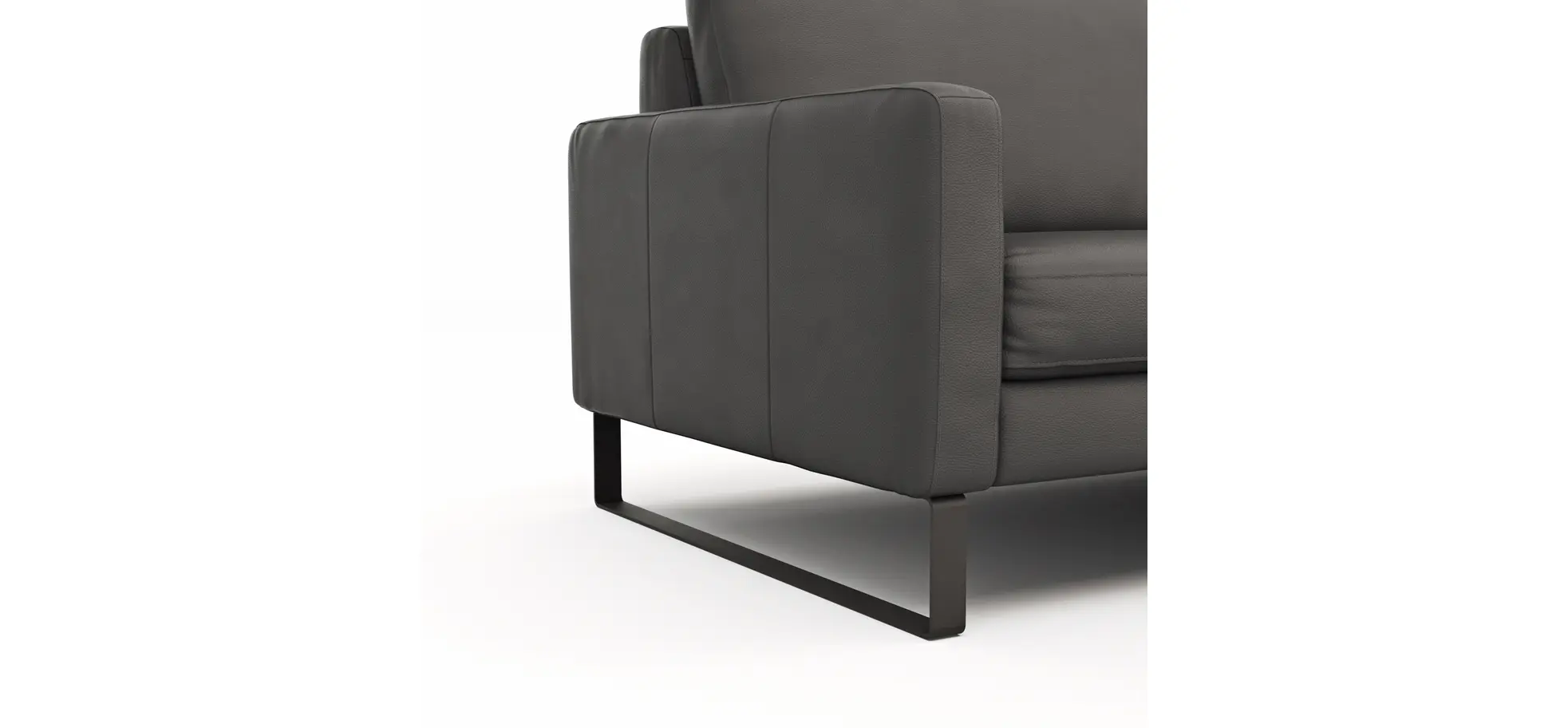 Sofa Enna - 3,5-Sitzer, Leder, Anthrazit