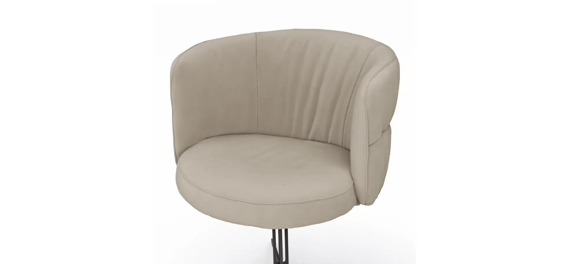 Armlehnstuhl Milana - drehbar, Leder, Offwhite