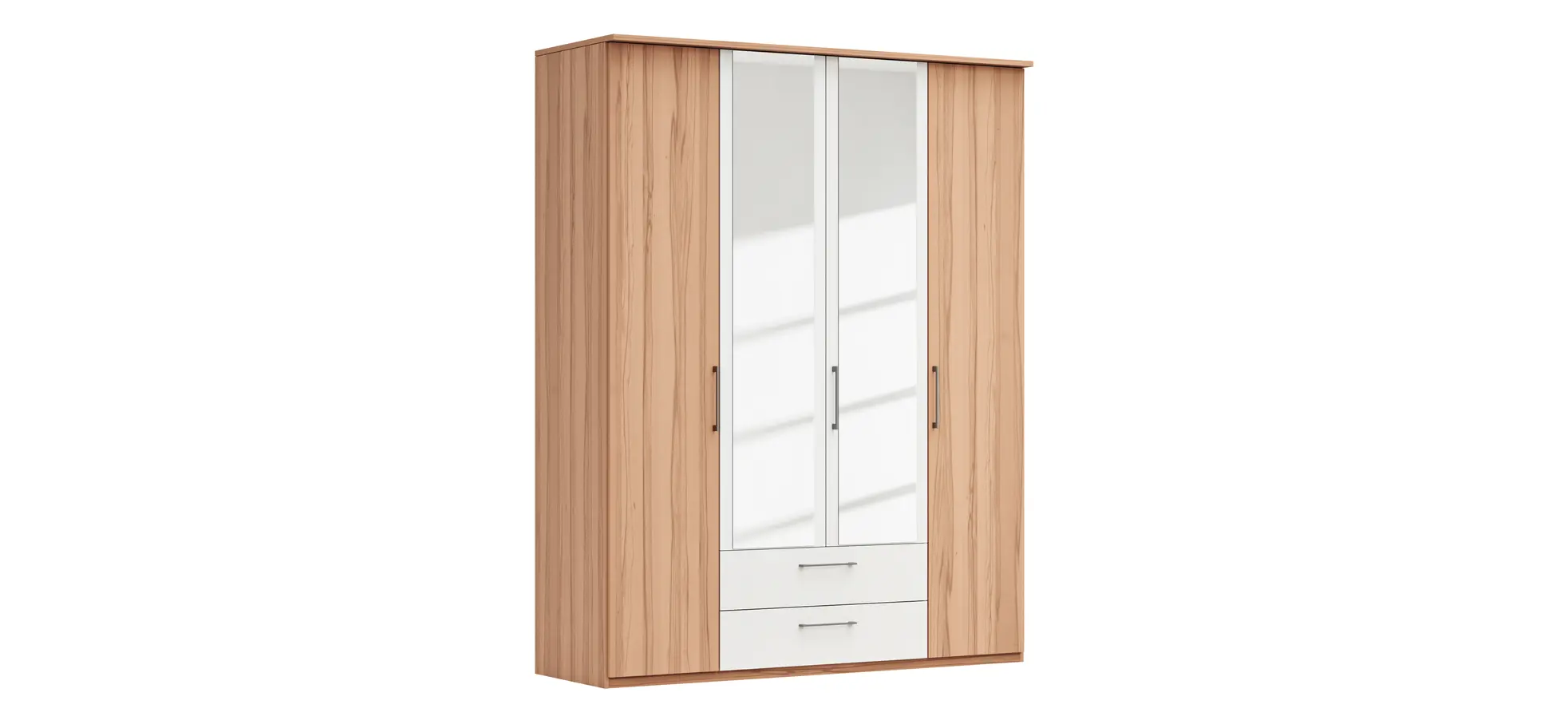 Drehtürenschrank Viana - B. ca. 180 cm, Furnier, Kernbuche, Weiß