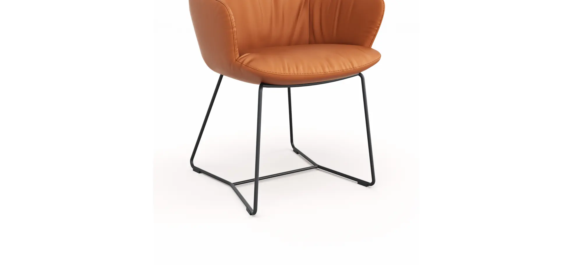 Armlehnstuhl Pegara - Leder, Papaya