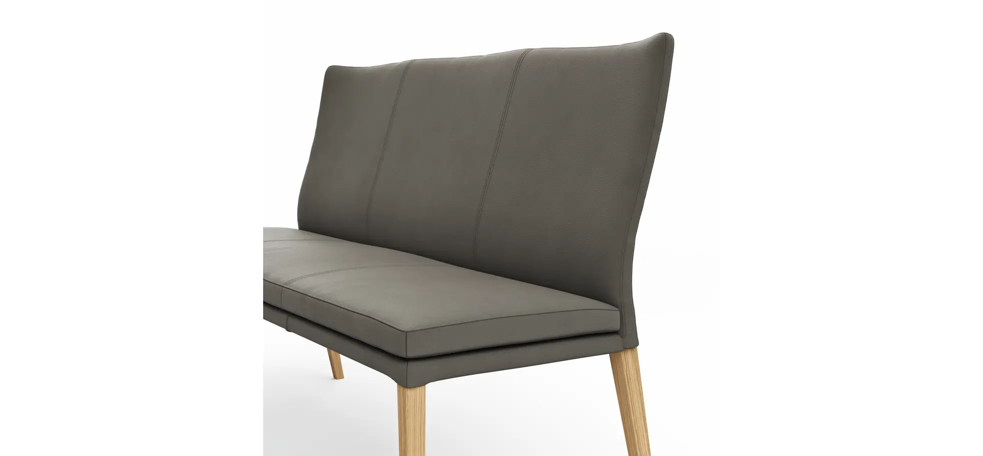 Polsterbank Tuma - Breite ca. 155 cm, Leder, Graubraun