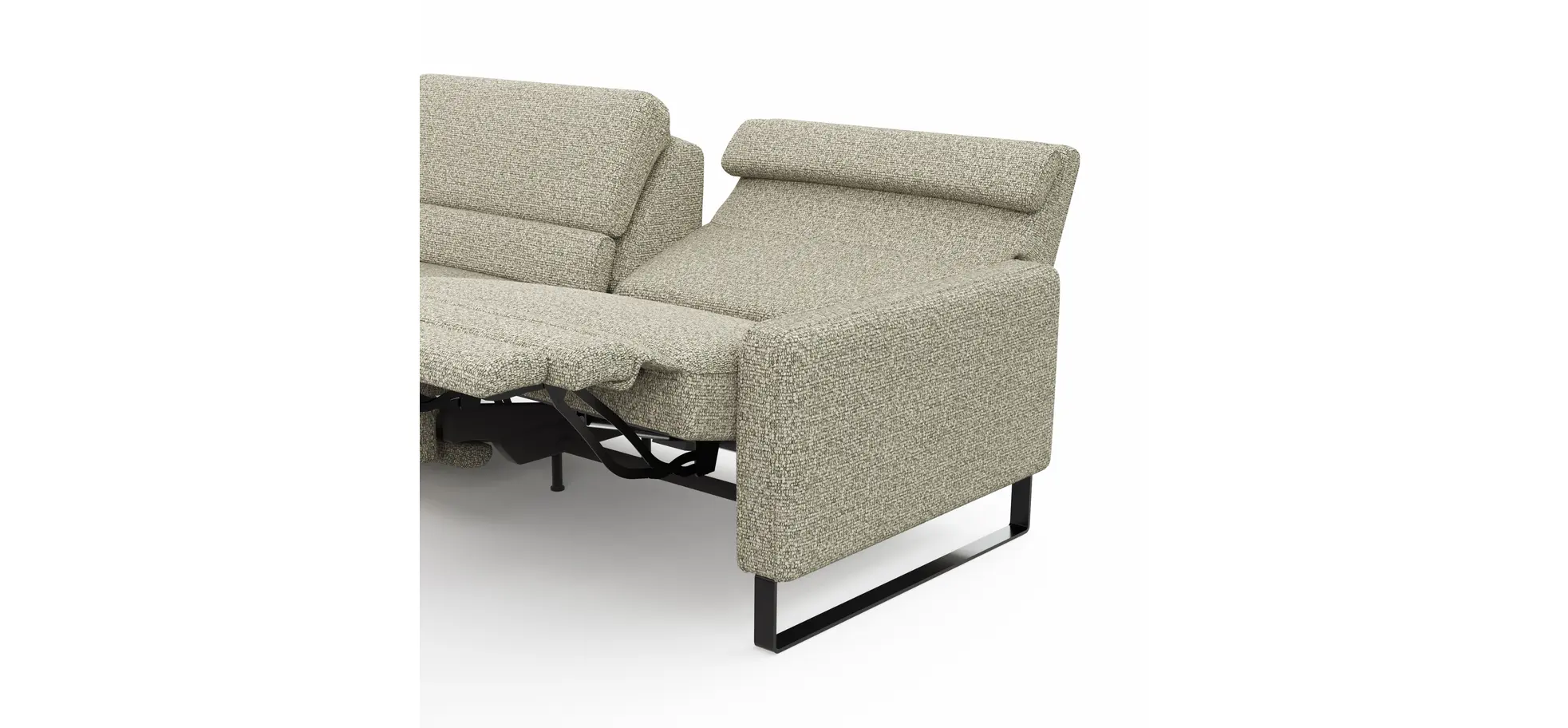Ecksofa Valera - Longchair mit 3-Sitzer rechts inkl. Rückenlehne verstellbar und Relaxfunktion motorisch, Stoff, Limone