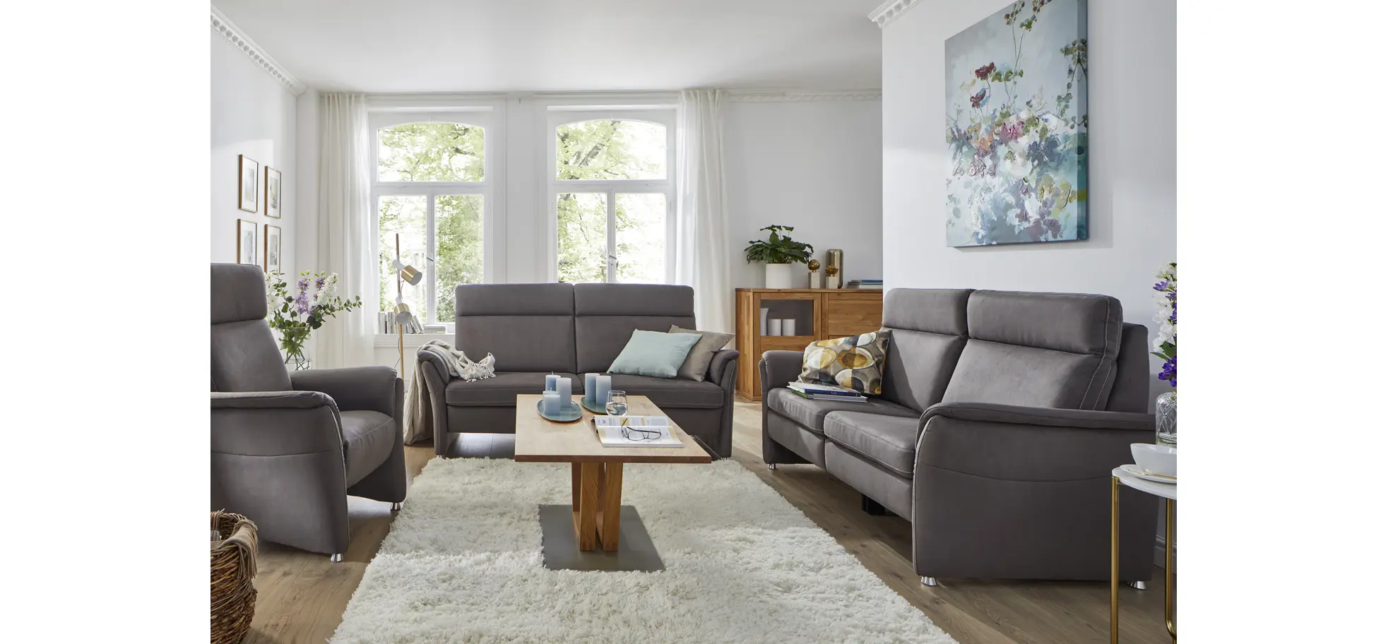 Relaxsessel Arima H - Kopf-/Fußteil/Rückenlehne verstellbar, Stoff, Dunkelbraun