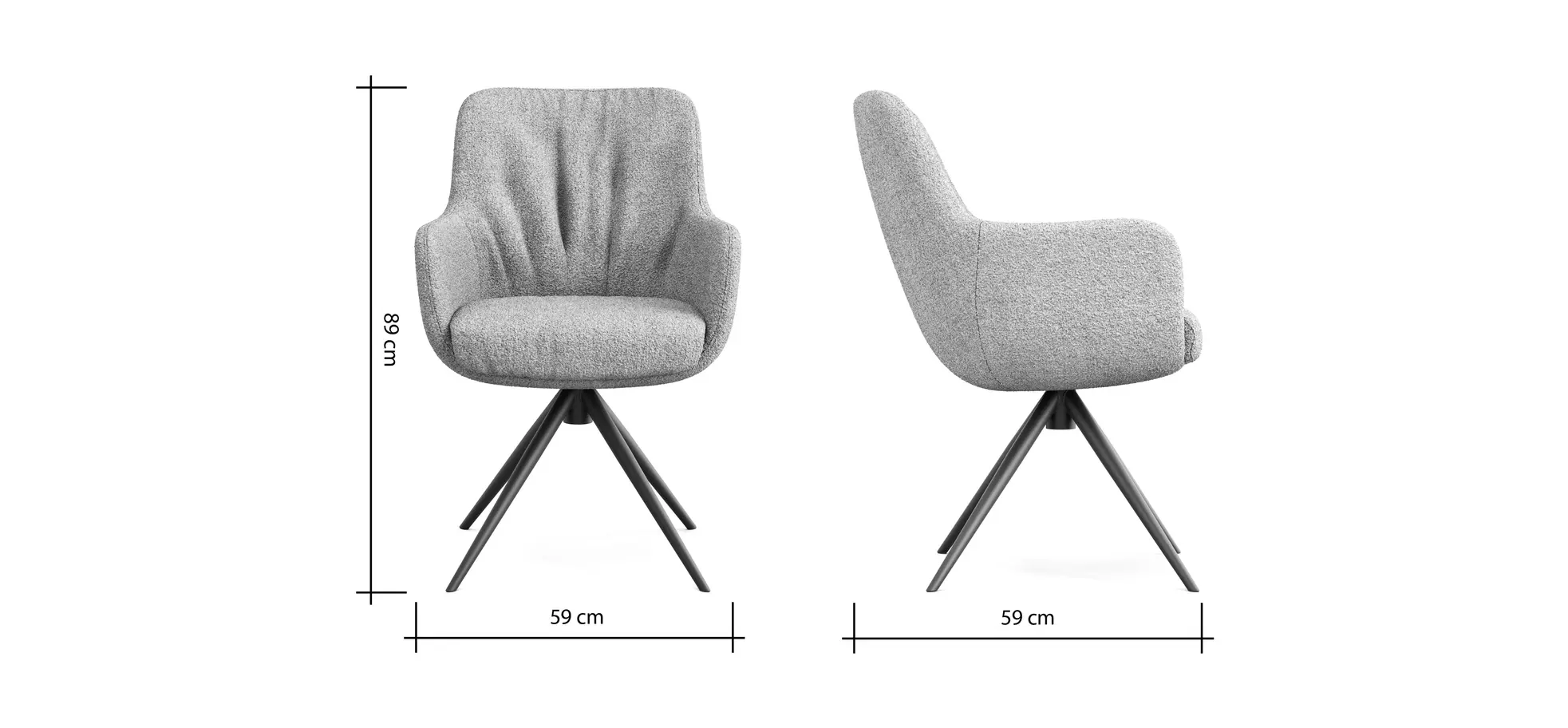 Armlehnstuhl Mis Legere - Boucle, Creme, Stativ, Anthrazit