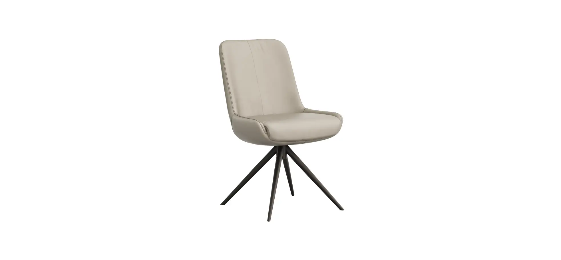 Stuhl Mis - Leder, Graubraun, Gestell, Schwarz