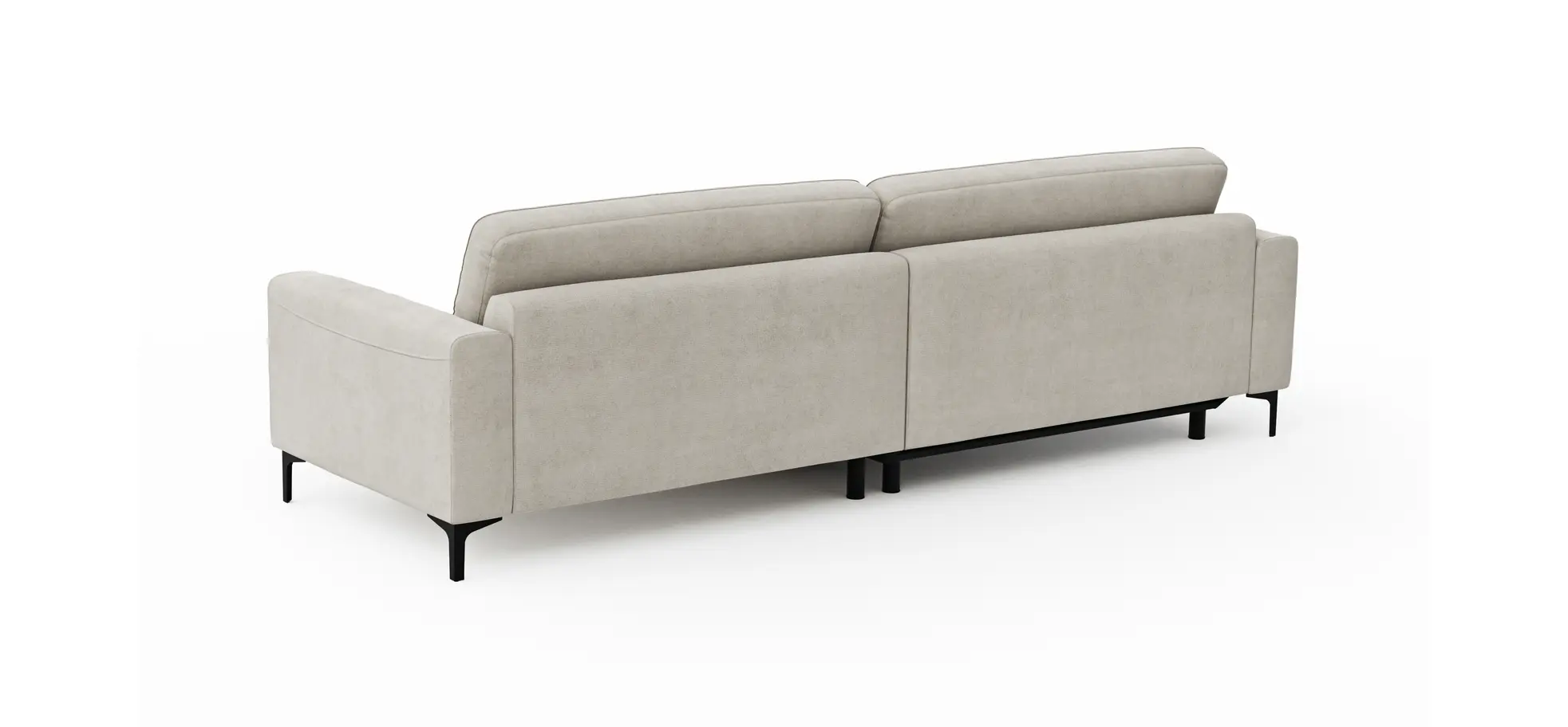 Ecksofa Oviedo - Longchair links mit 1,5-Sitzer, Stoff, Natur