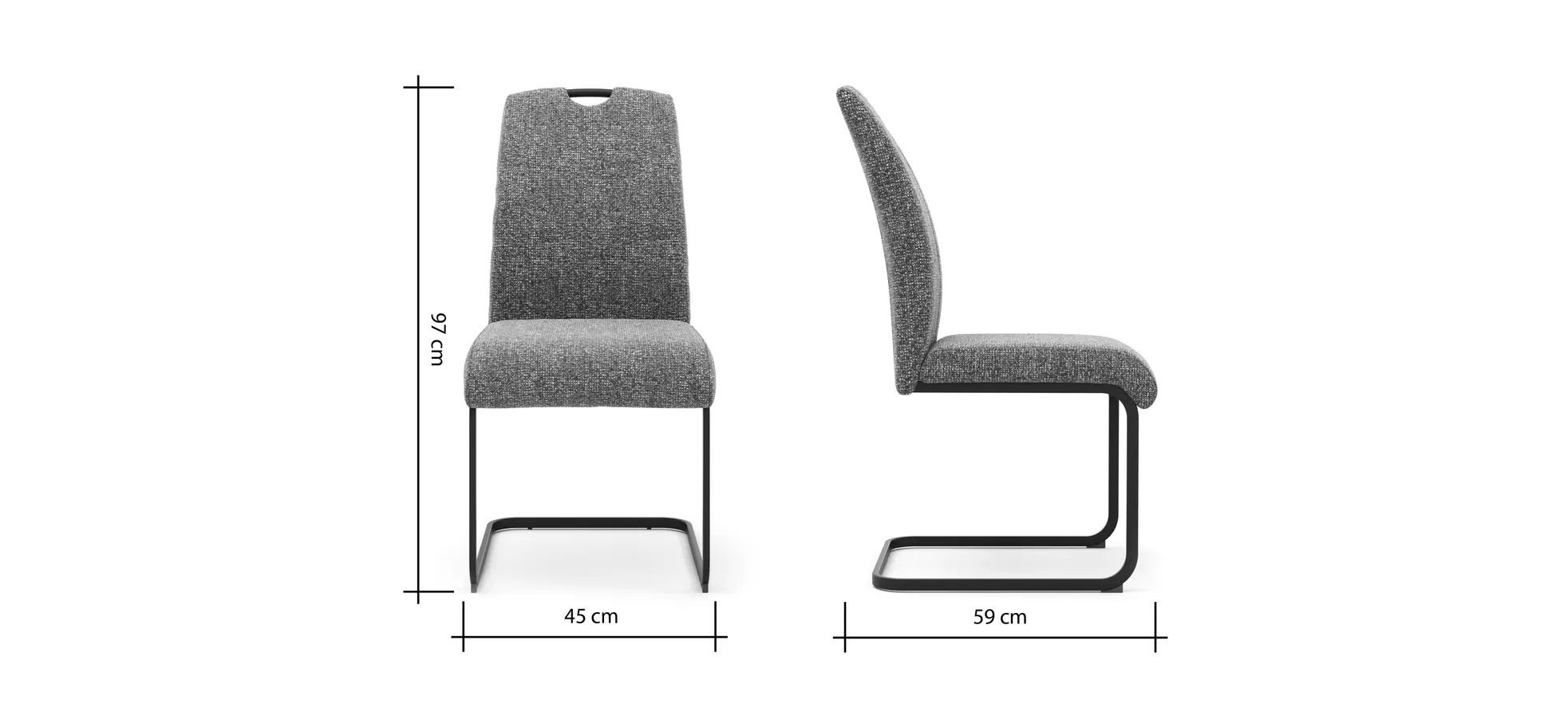 Freischwinger Dinner  - Stoff, Grau