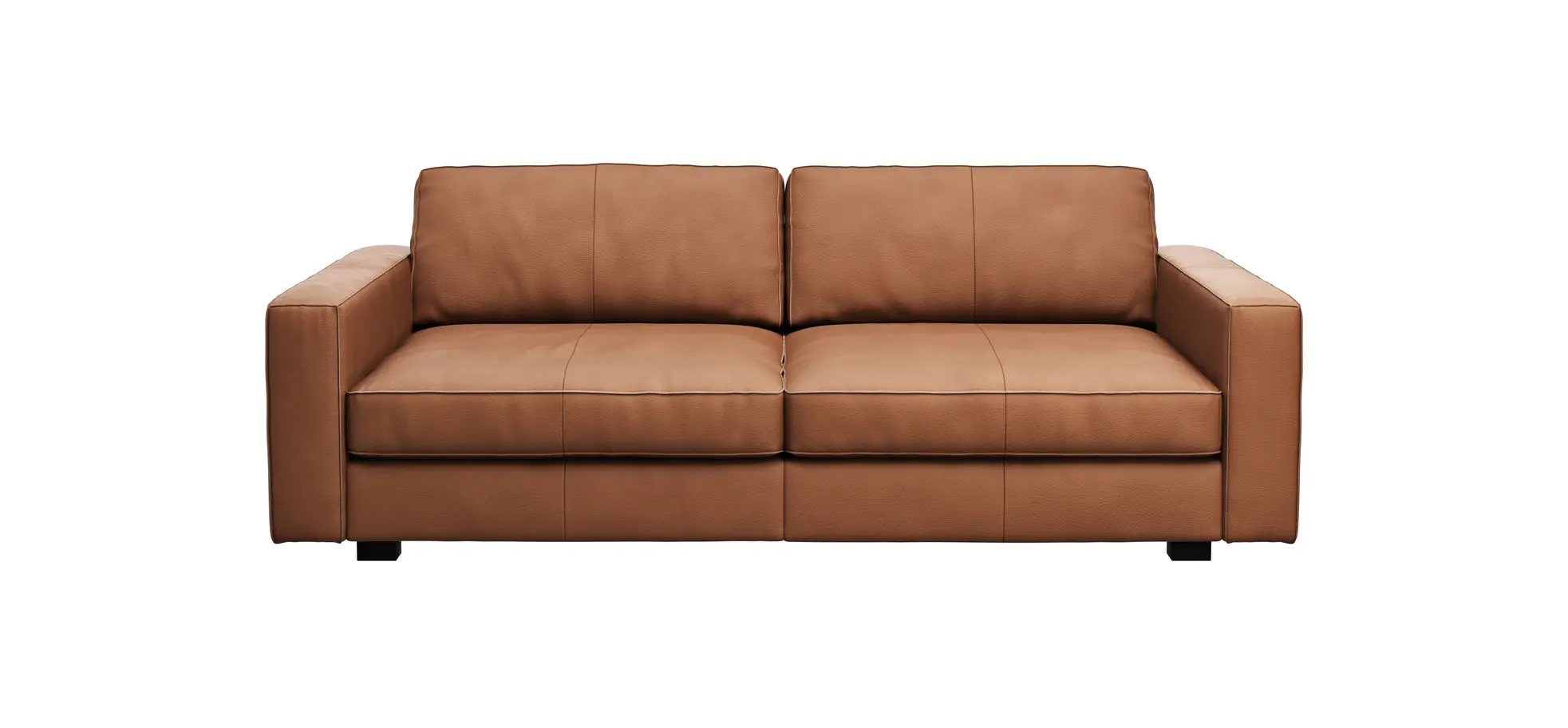 Sofa Aprino 2 - 3,5-Sitzer XXL, Dickleder, Cognac, Armlehne Block schmal