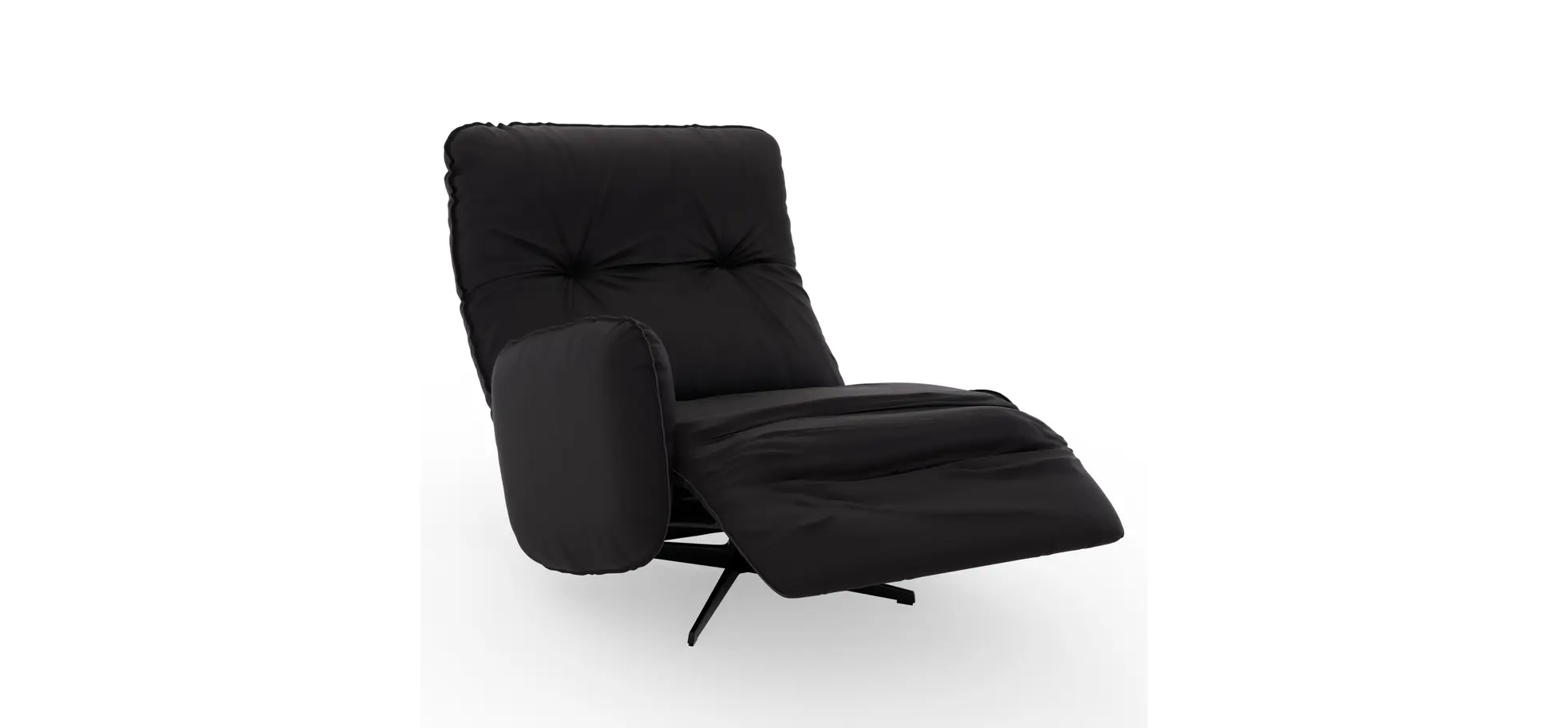 Loungesessel Lovere - Leder, Schwarz, Armlehne links