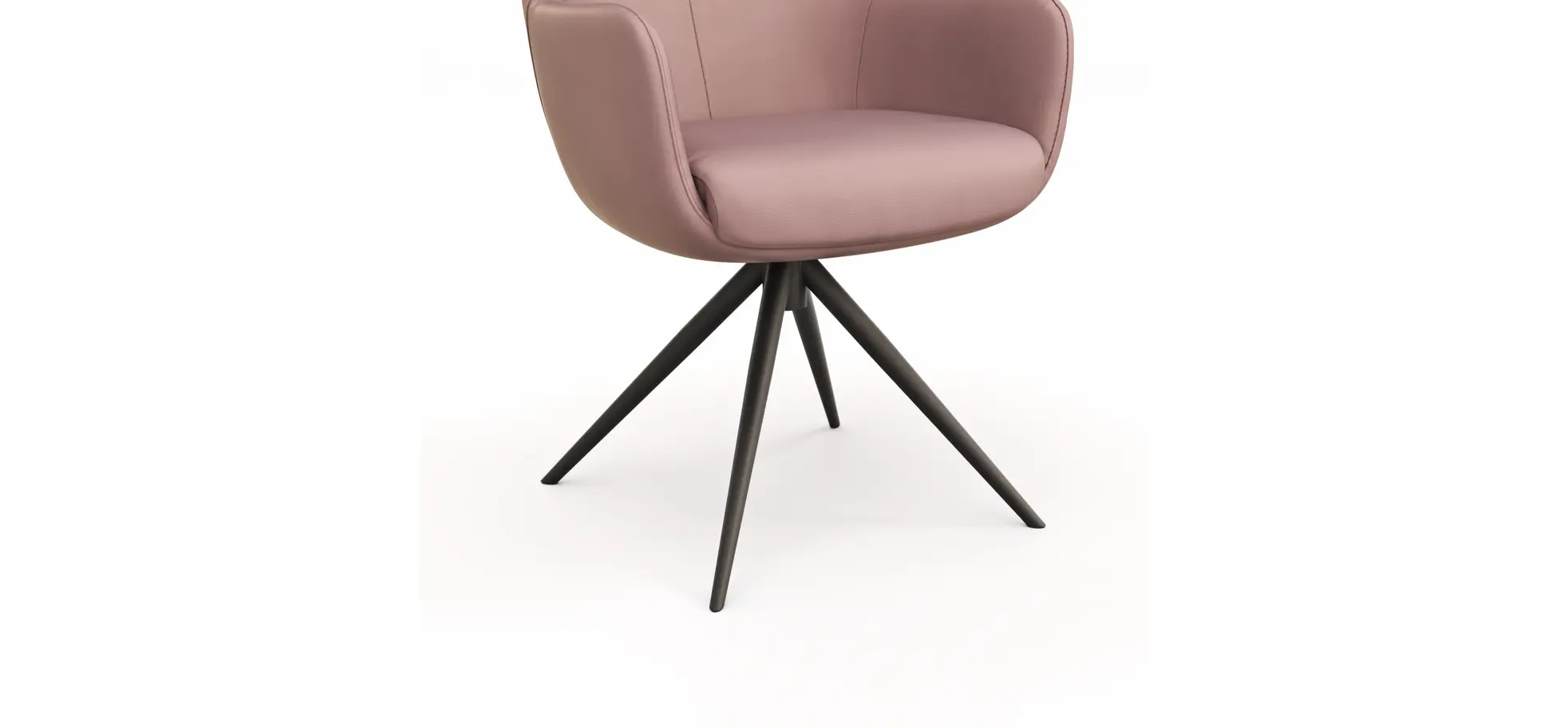 Armlehnstuhl Mis - Leder, Mauve, Gestell, Schwarz