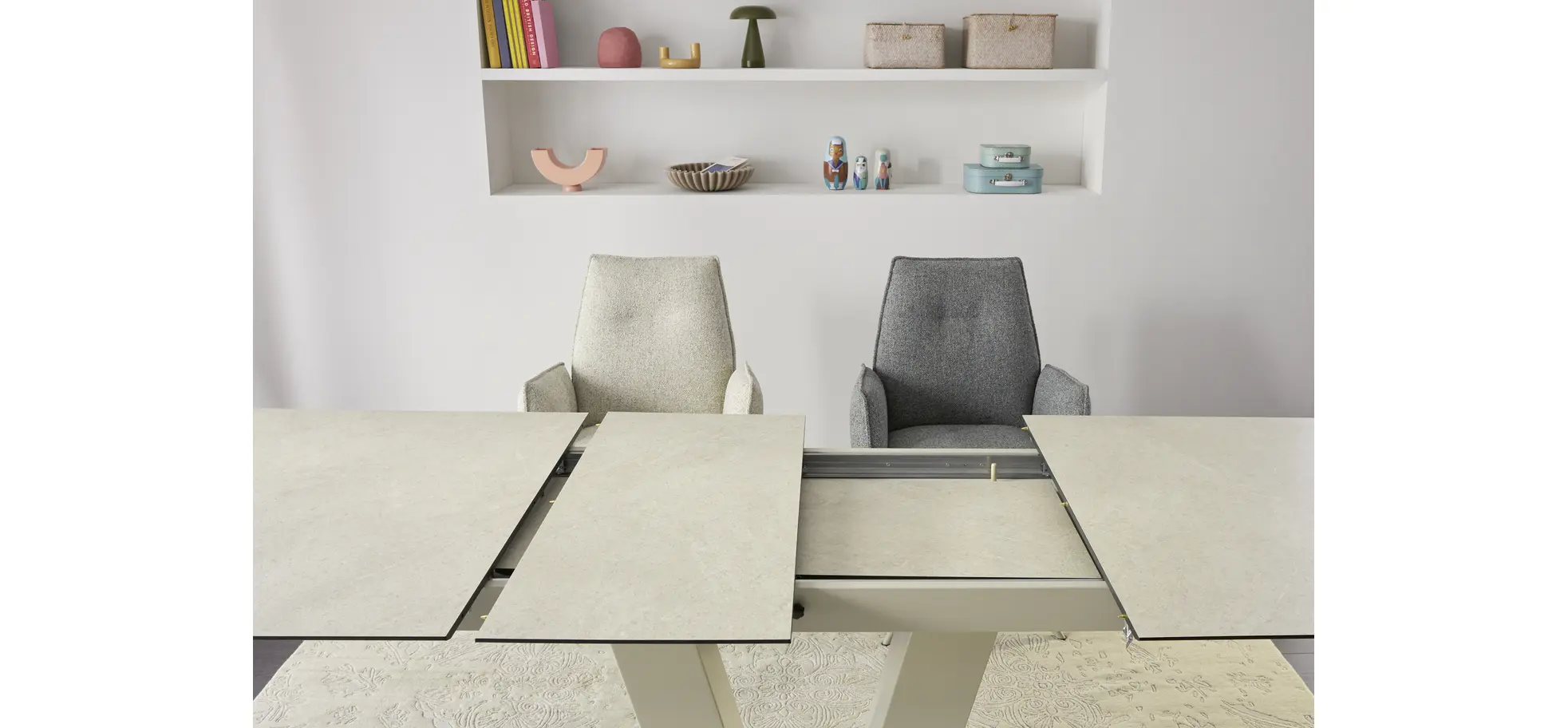 Esstisch Dinner - ausziehbar, LB ca. 160x 90 cm, HPL, Sand