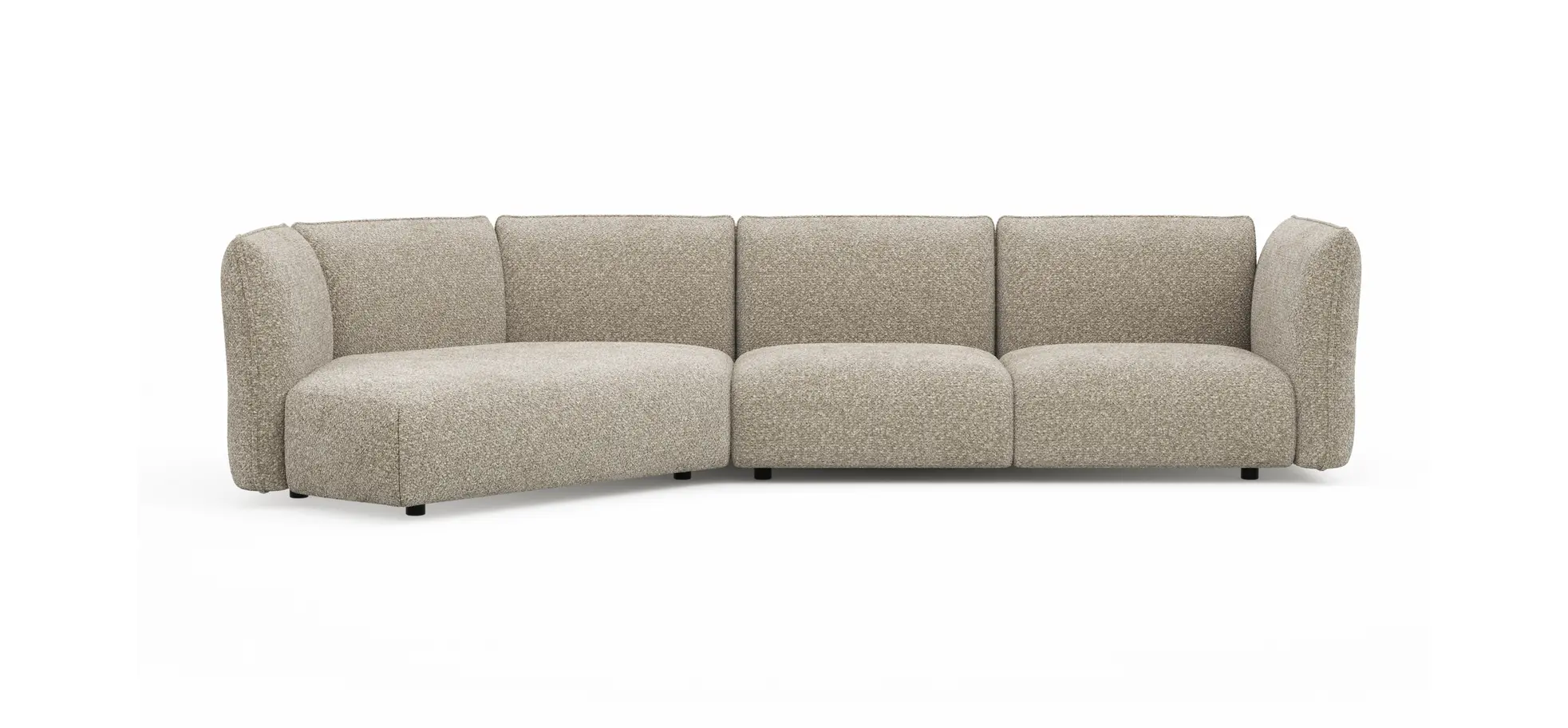 Trapezsofa Motone - Ecke links mit 2-Sitzer, Stoff, Beige