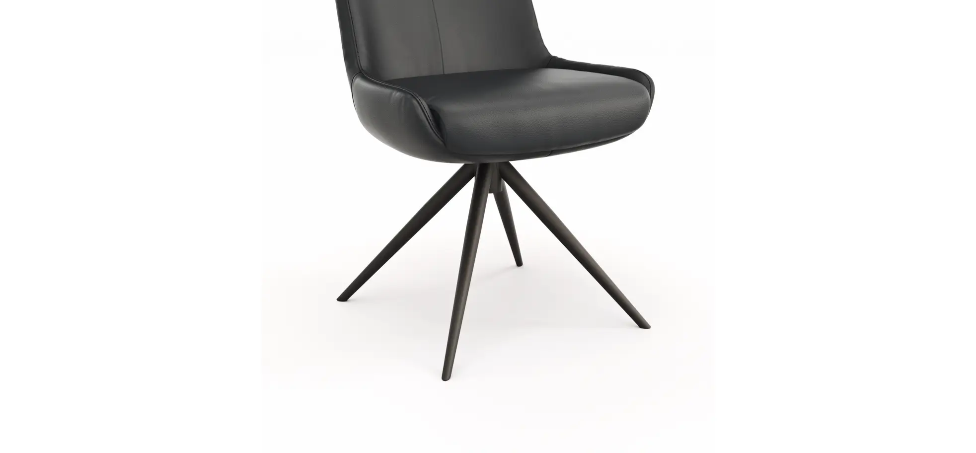 Stuhl Mis - Leder, Schwarz, Gestell, Schwarz