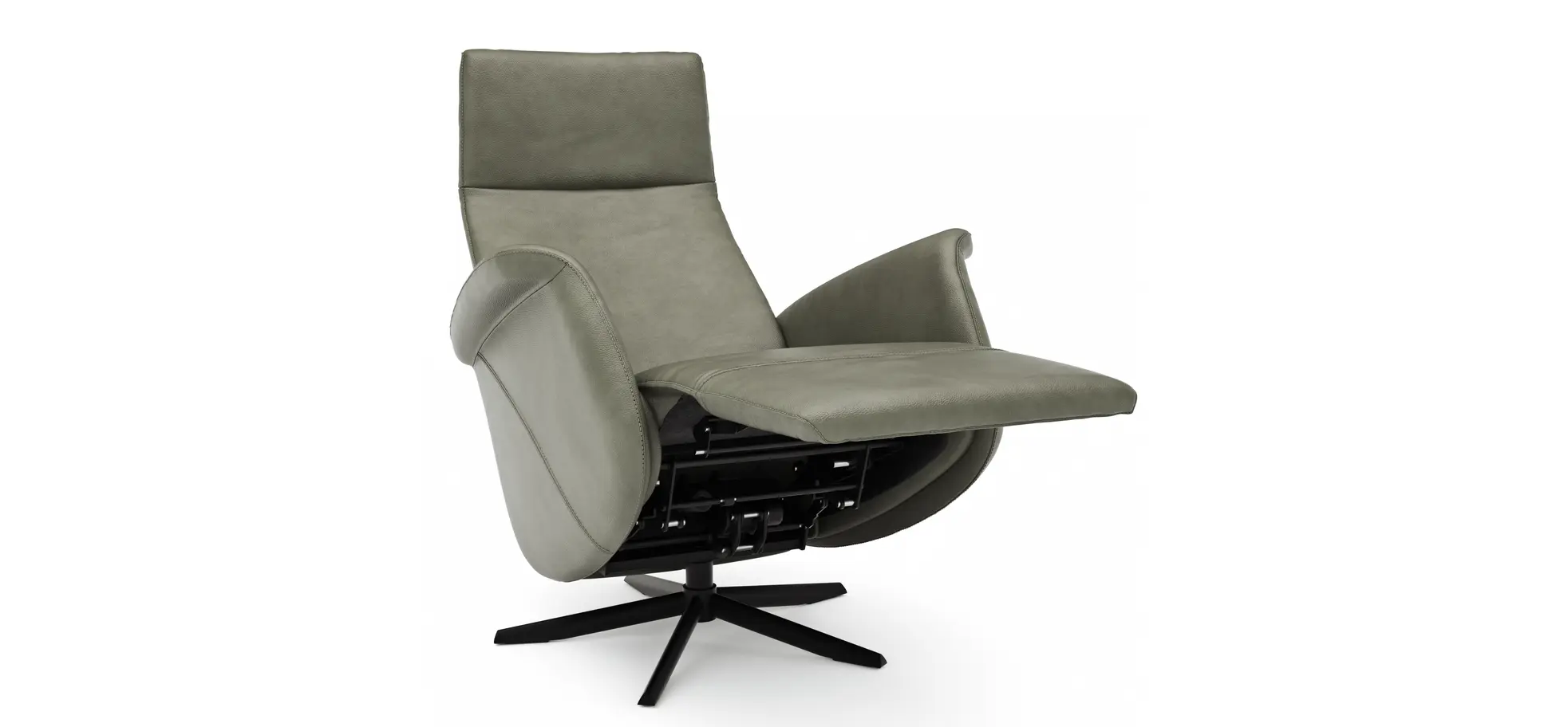 Sessel Girona - Relaxfunktion (motorisch), Leder, Moos