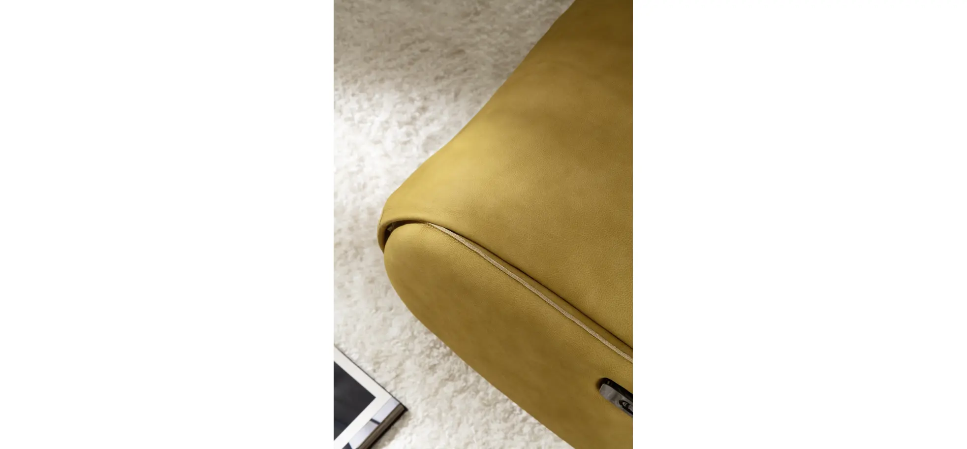 Loungesessel Lovere - Leder, Curry, Armlehne links