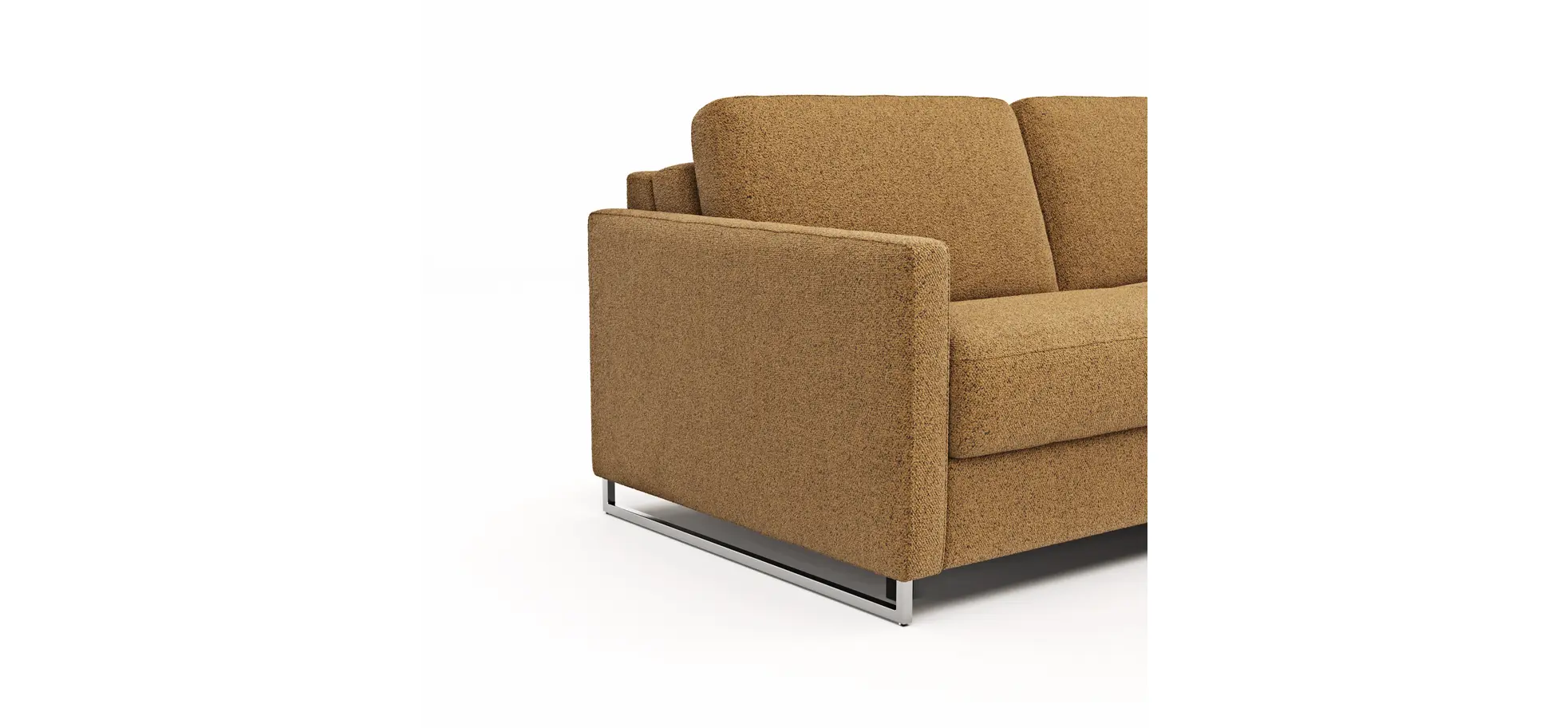 Sofa Nuoro - 2,5-Sitzer inkl. Schlaffunktion, Armlehne mit Kufe, Stoff, Cognac