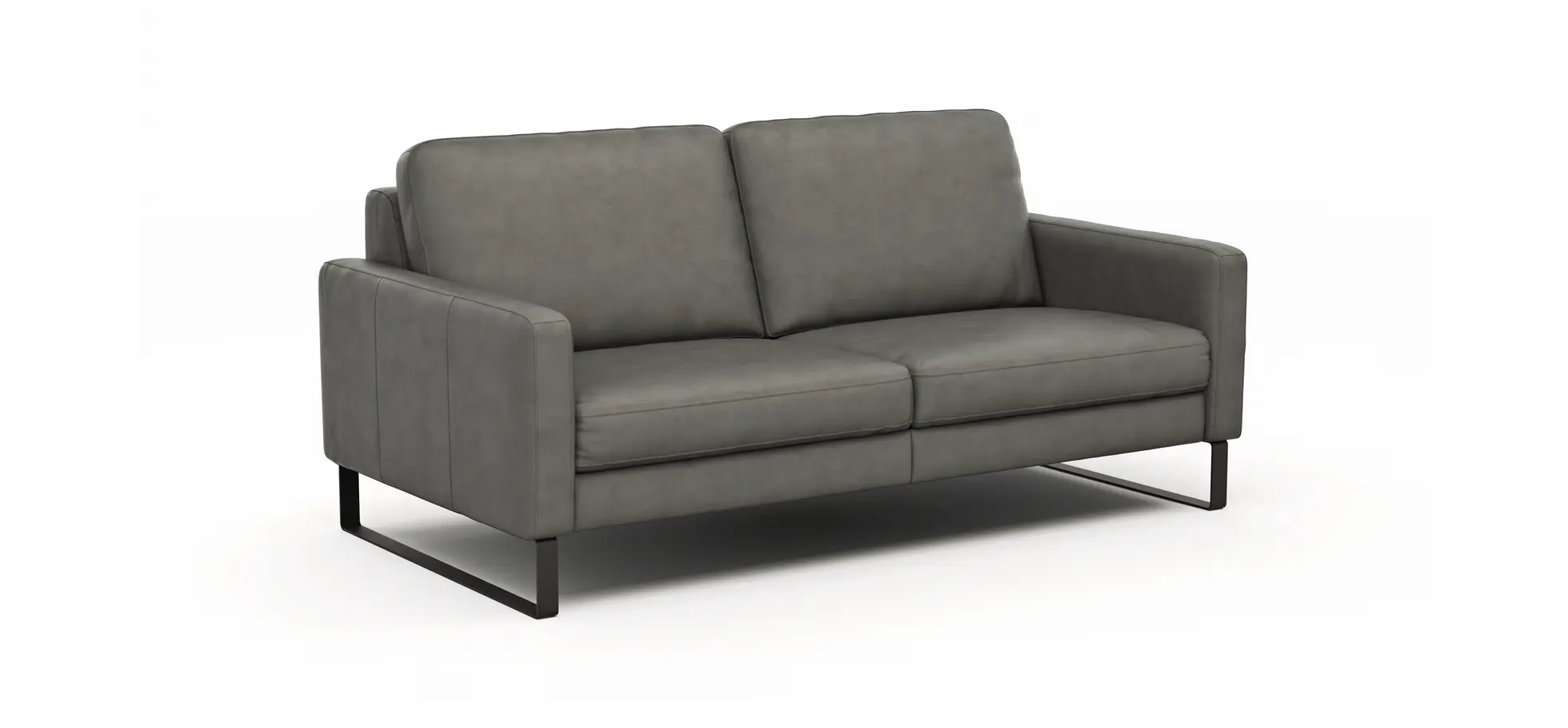 Sofa Enna - 3-Sitzer, Leder, Grau