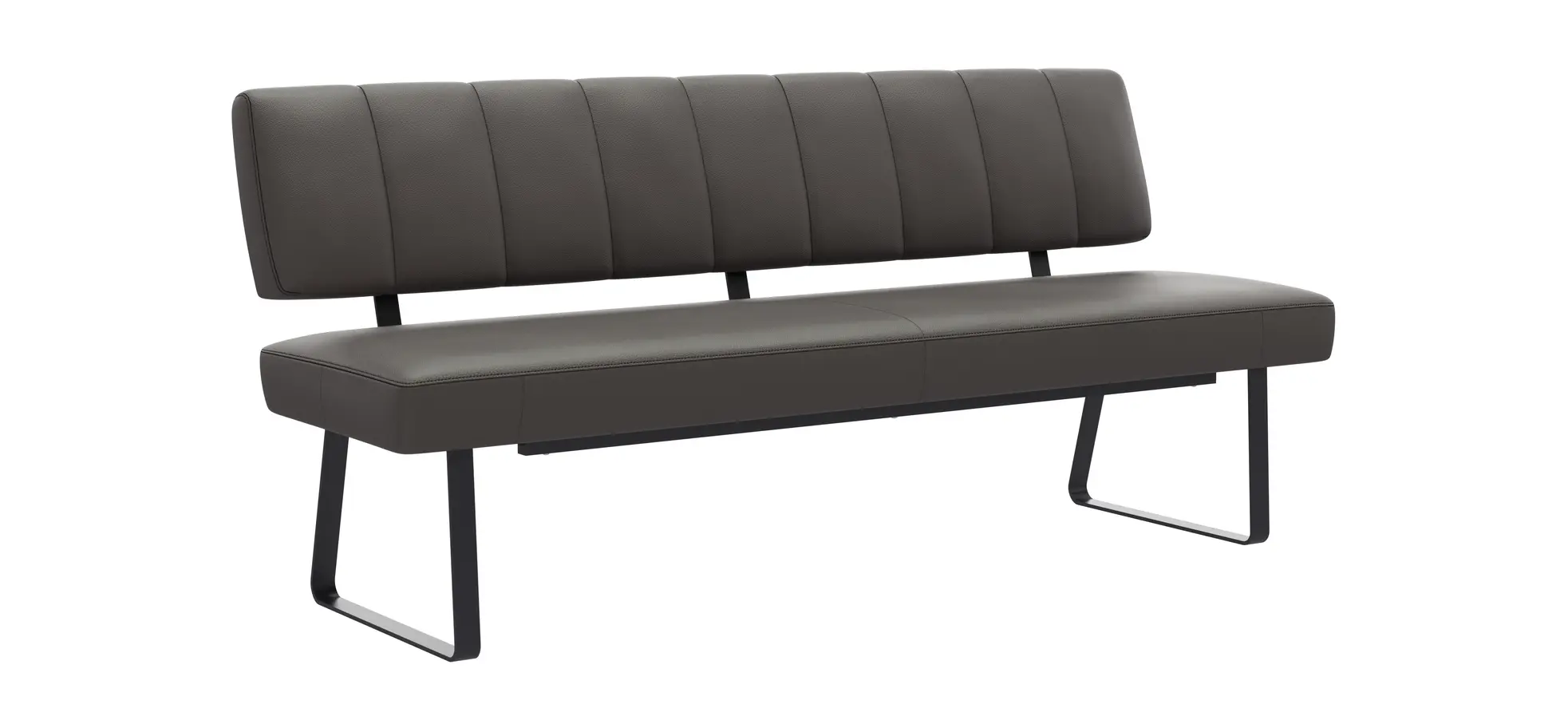 Polsterbank Carmelo - Breite ca. 183 cm, Leder, Steingrau 105662