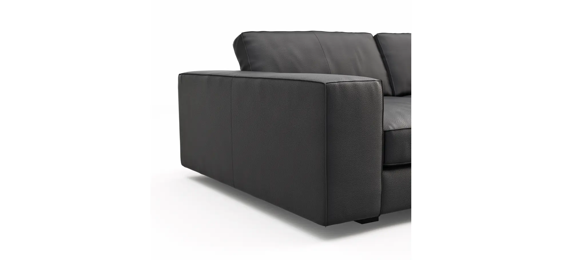 Sofa Aprino 1 - 3,5-Sitzer XXL, Dickleder, Schwarz, Armlehne Block breit