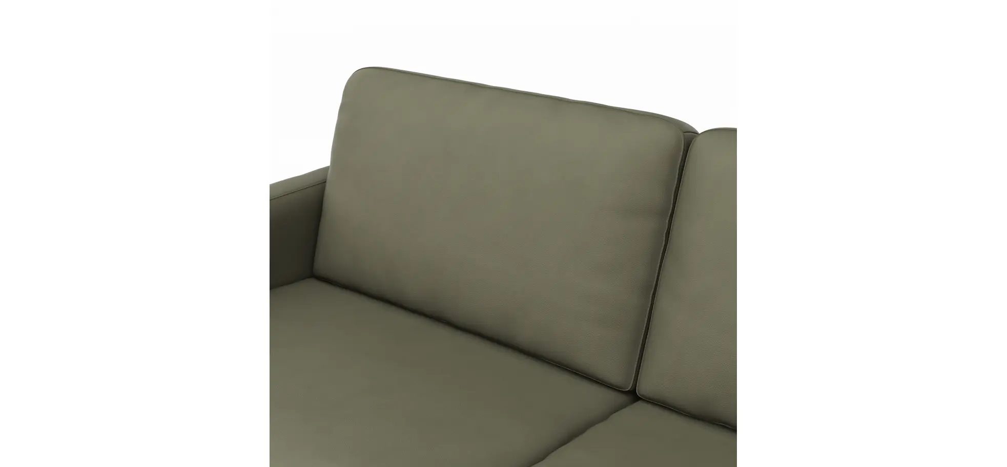 Sofa Enna - 3,5-Sitzer, Armlehne A, Leder, Olive, Kufe, Schwarz