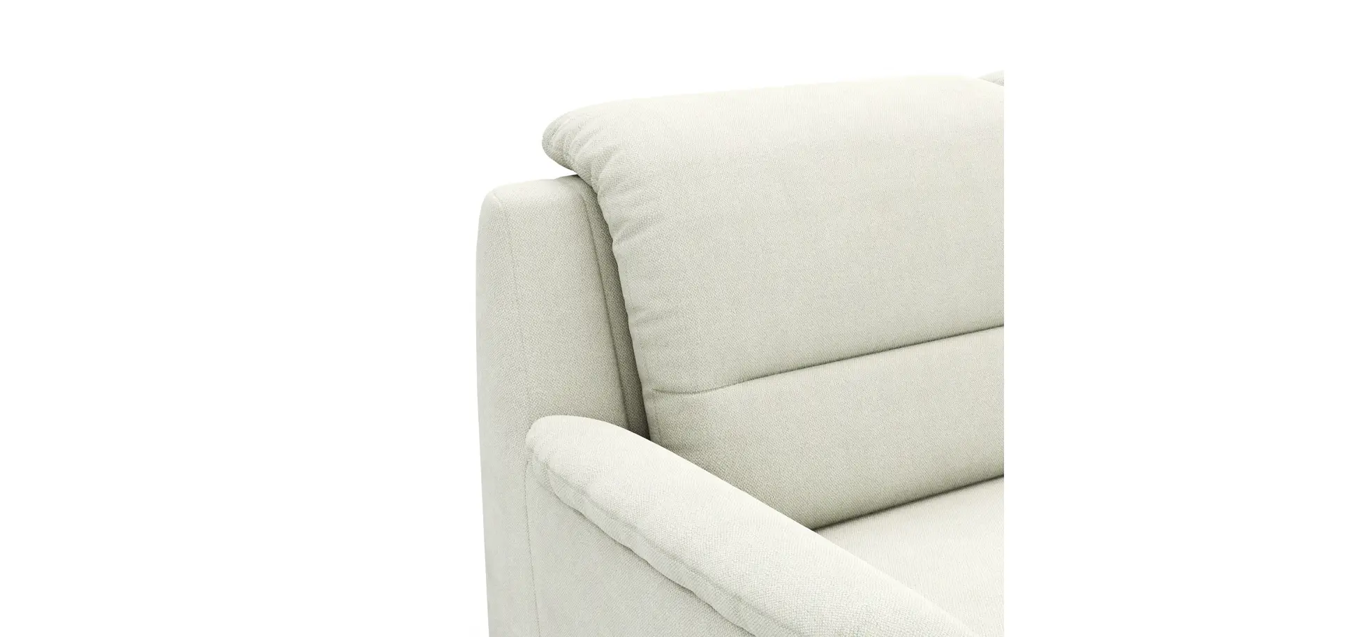 Ecksofa Cornella Plus - 2-Sitzer links mit Ecke und Abschlussteil rechts, Stoff, Creme