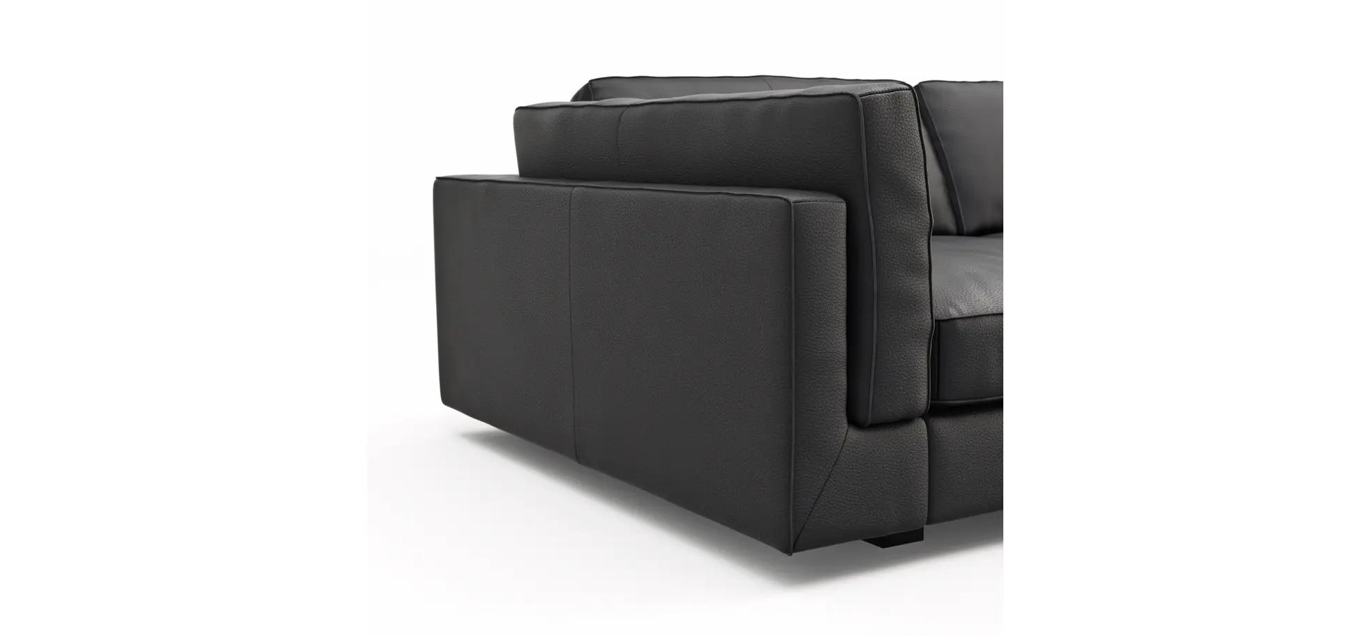 Sofa Aprino 3 - 3,5-Sitzer XXL, Dickleder, Schwarz, Armlehne Kissen