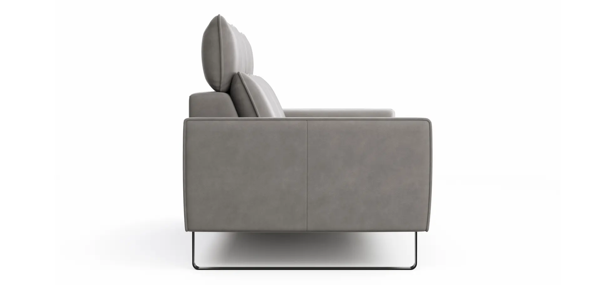 Sofa Avela - 2-Sitzer inkl. Kopfteil verstellbar, Leder, Steingrau