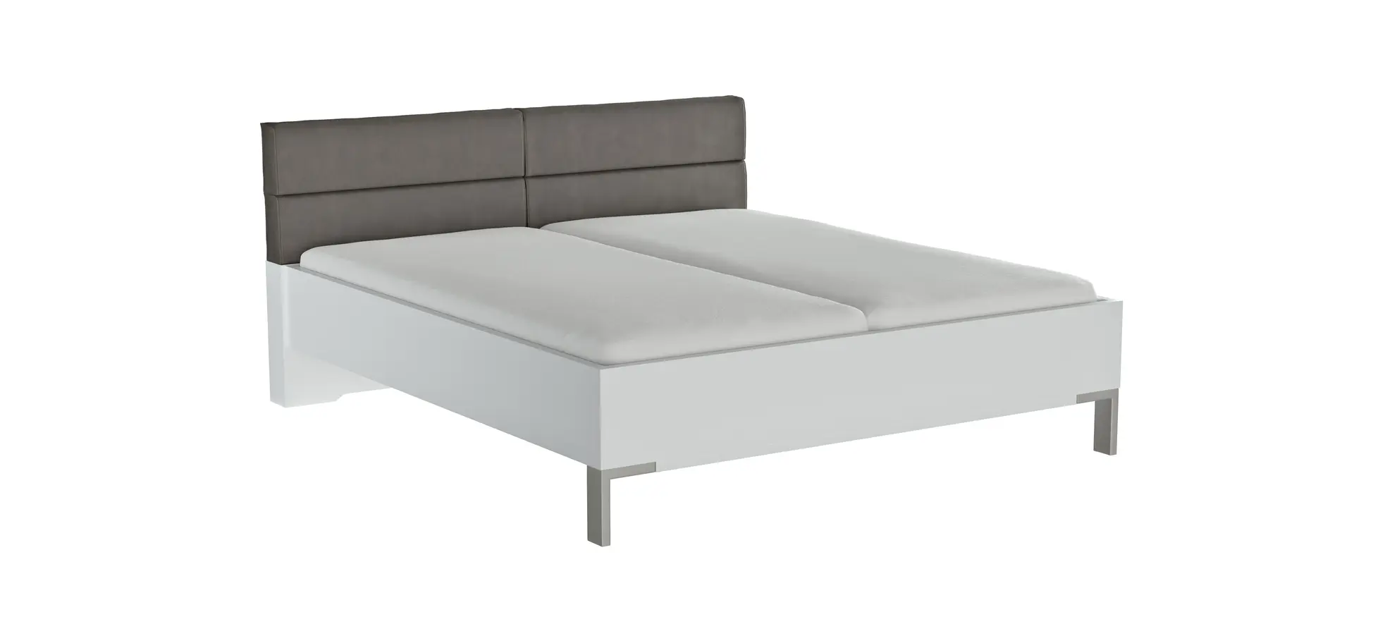 Bett Viana - Liegefläche ca. 180x200 cm, Holzwerkstoff Weiß, Kunstleder Anthrazit 103267