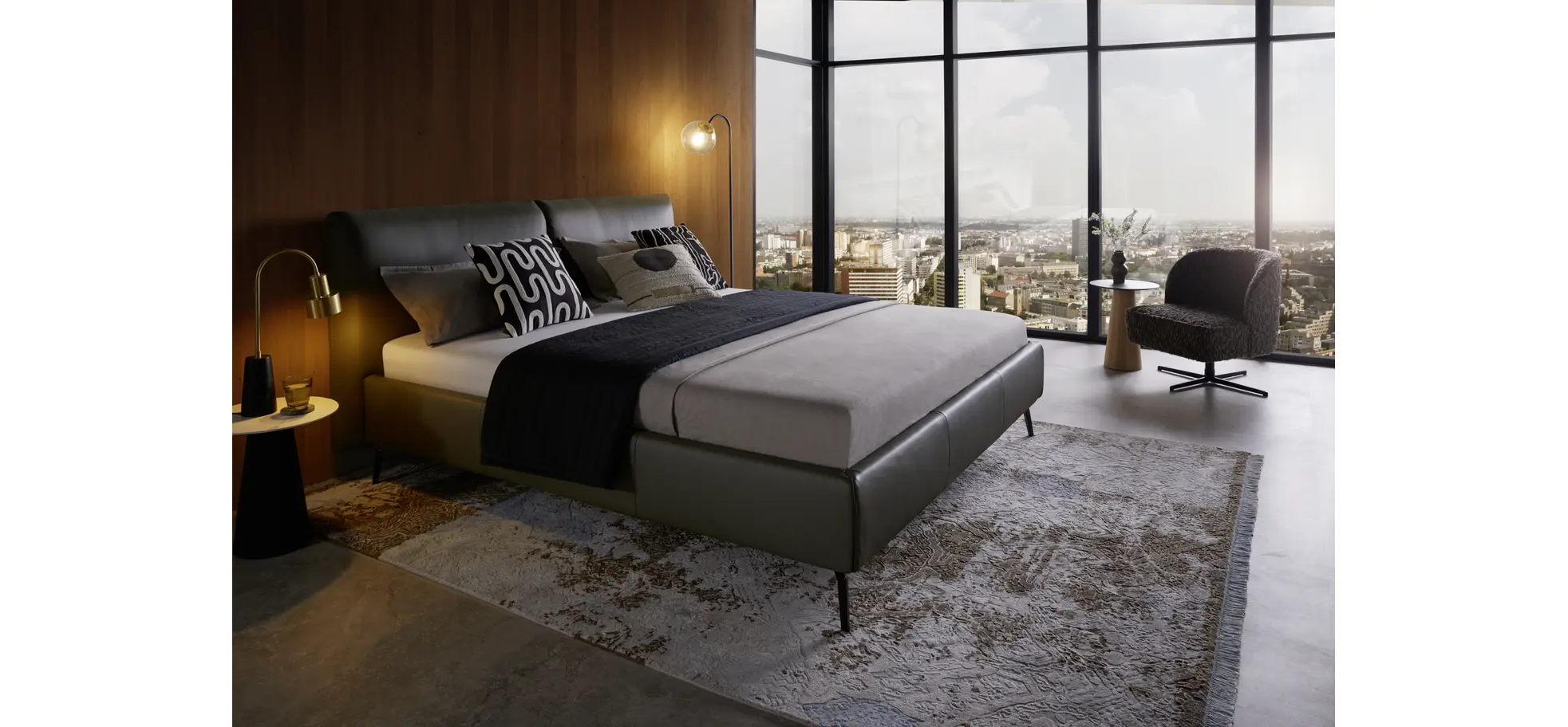 Polsterbett Delia - Liegefläche ca. 180x200 cm, Leder, Oliv