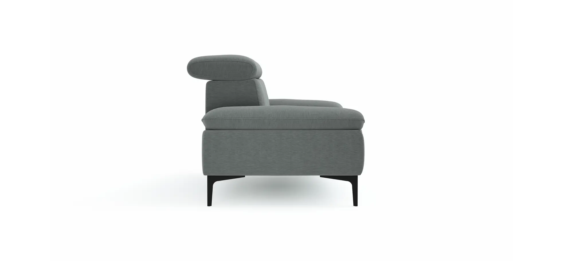 Sofa Felipa - 3-Sitzer inkl. Kopfteil verstellbar, Stoff, Grau