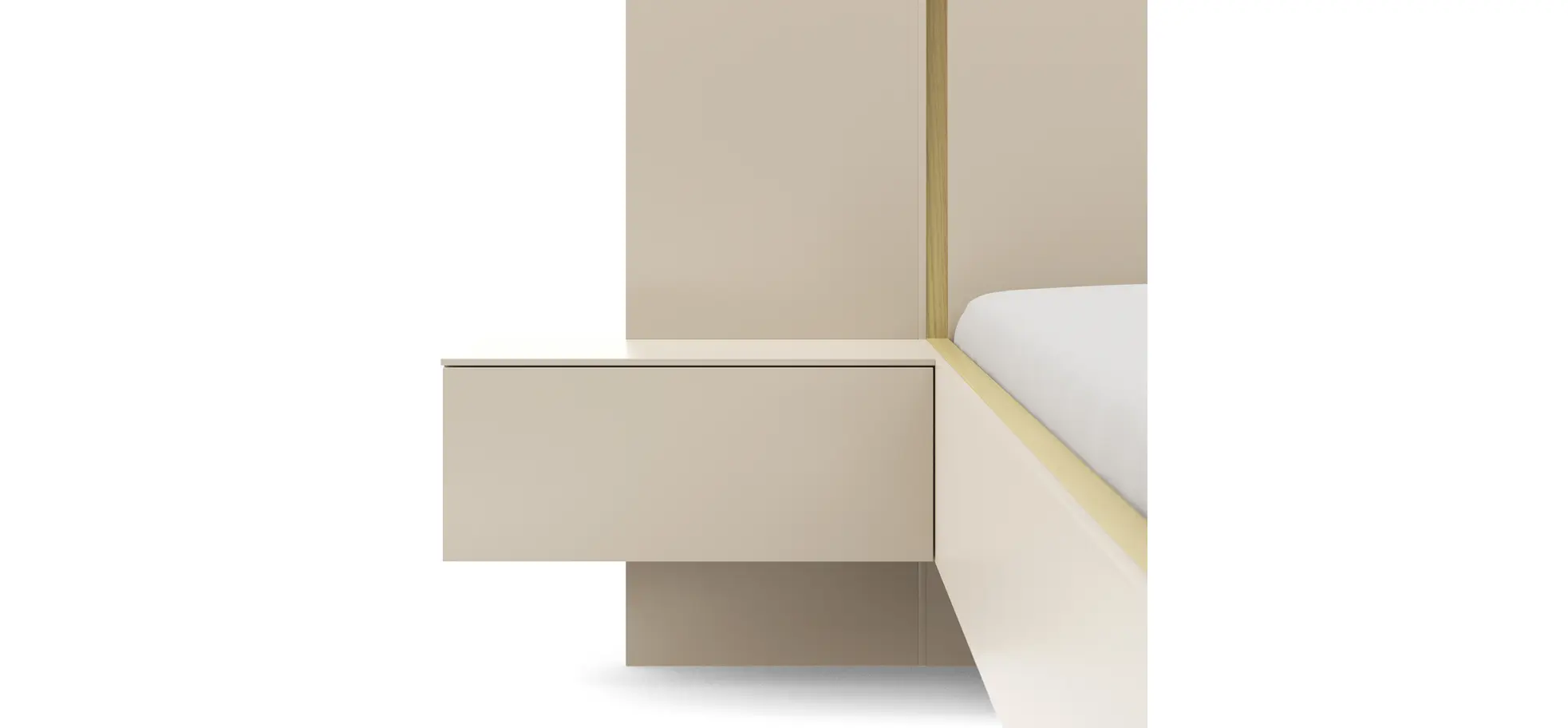 Bettanlage Matera - Lack, Creme, Absetzung, Eiche Milk