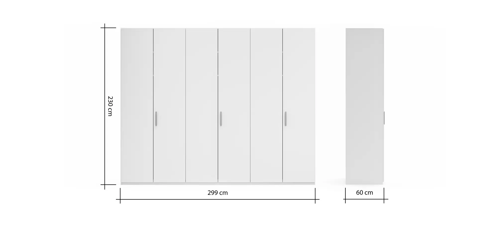 Drehtürenschrank Viana - B. ca. 299 cm, Lack, Weiß