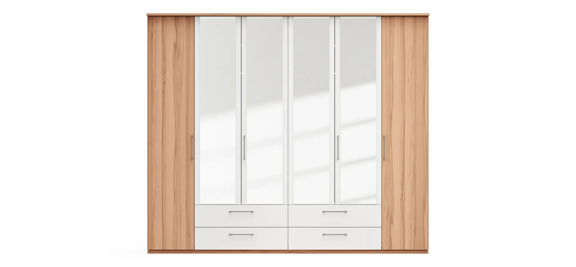 Drehtürenschrank Viana - B. ca. 270 cm, Furnier, Kernbuche, Weiß